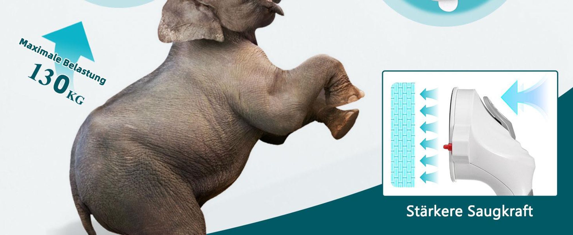 Haltegriff, 2er Set Duschgriff mit Saugnapf, Ohne Bohren, Badewannengriff, Sicherheitsgriff, Wandgriff, Tragfähigkeit 130 kg