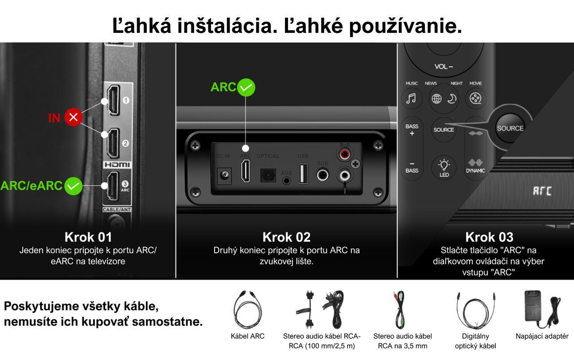 ULTIMEA 2.2-kanálový soundbar pre TV prijímače, deliteľný soundbar 2 v 1, Bluetooth® 5.3, 3 režimy EQ a nastaviteľné basy, ARC/Optical/Aux, Apollo S40