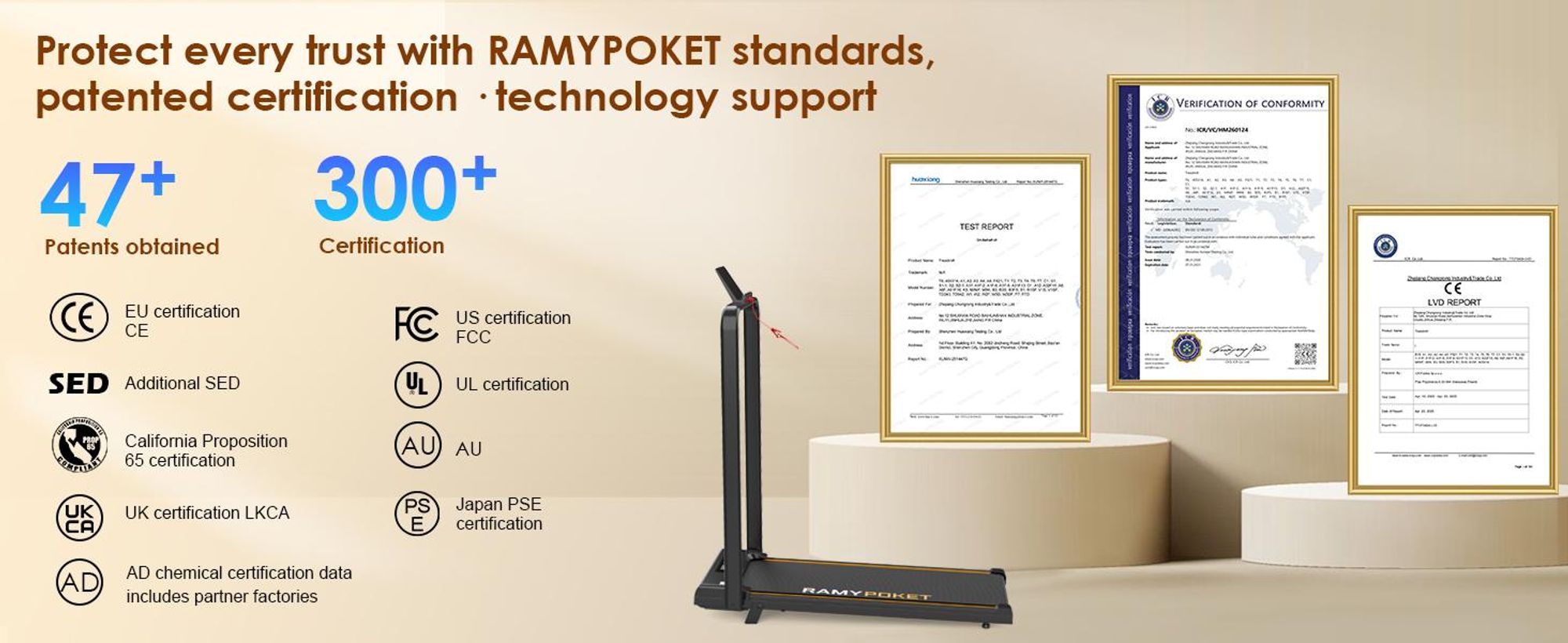 RAMYPOKET Laufband klappbar, laufbander mit 9 % steigung, LCD-Display intelligentes laufband, Super leise,Super Stoßdämpfung, bis 150 kg