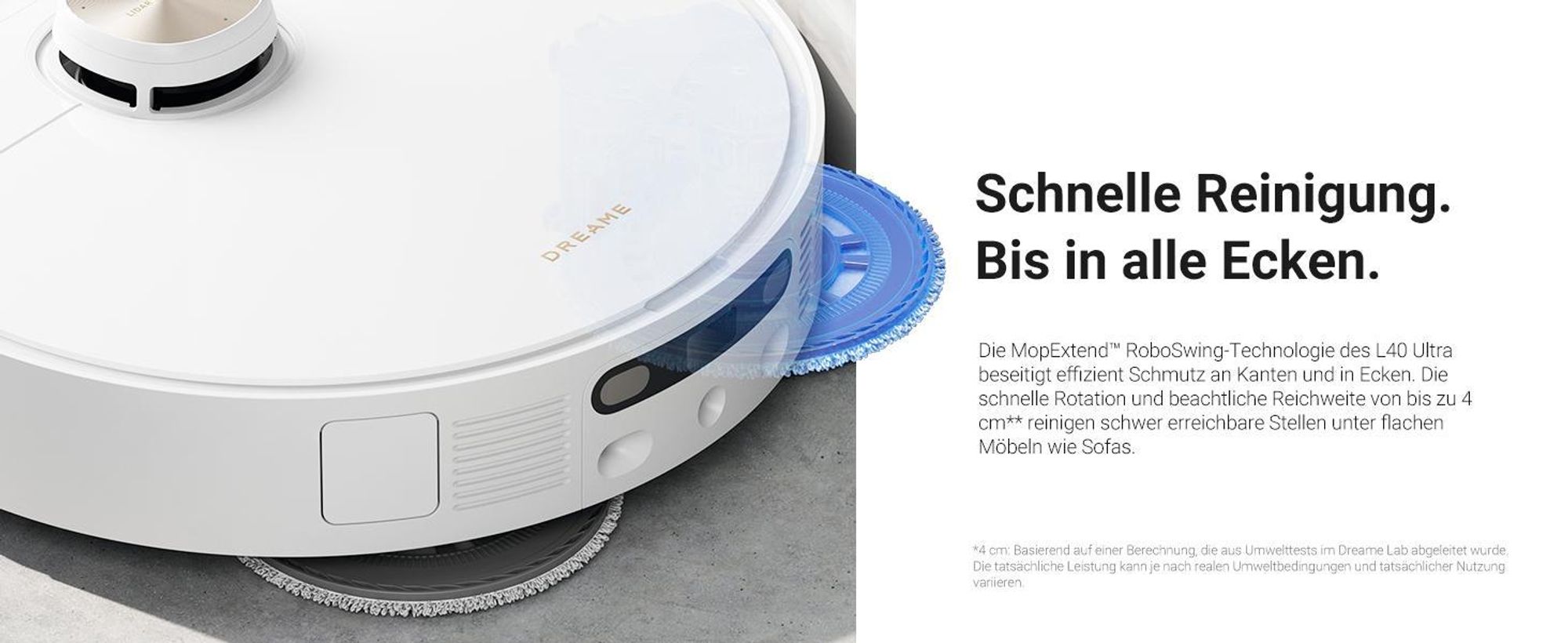 Dreame L40 Ultra Roboter Staubsauger mit Wischfunktion,11KPa Saugleistung,65°C selbstreinigendem,0 tangle Bürste,Obstacle Avoidance,All-in-One-Dock