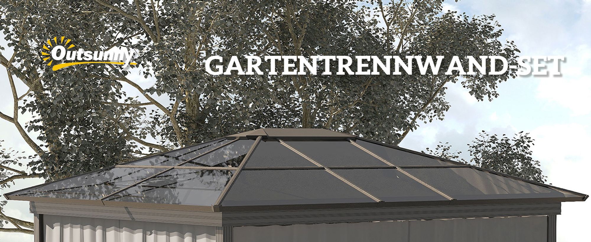 Outsunny 4 Seitenteile für 3x4 m Pavillon mit Haken Seitenwände Polyester Grau