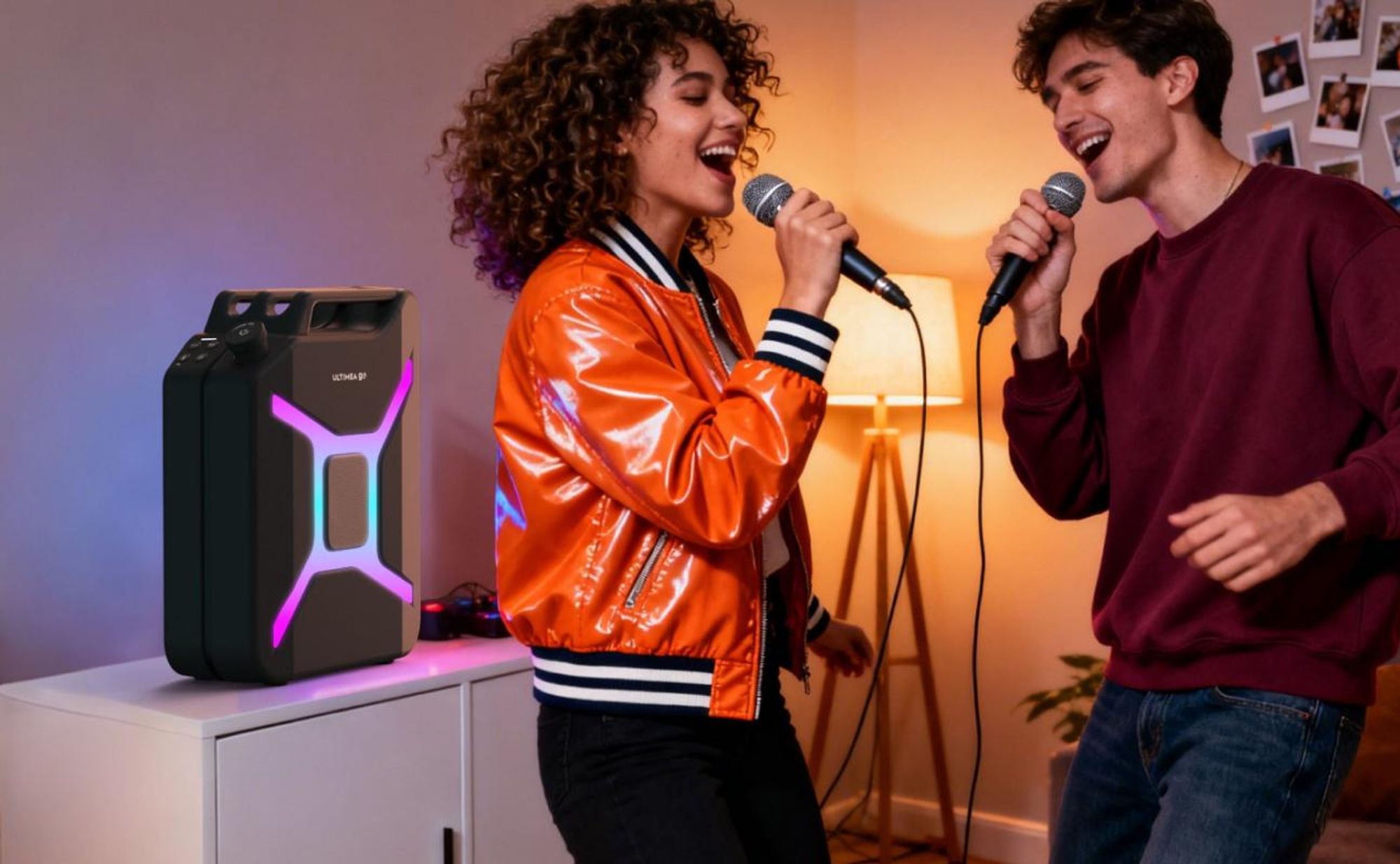 ULTIMEA Go tragbarer Party-Lautsprecher, 300 W Bluetooth PartyBox mit Bass-Boost, RGB-Beleuchtung, Mikrofon-/Gitarreneingang, Party & Outdoor, Schwarz