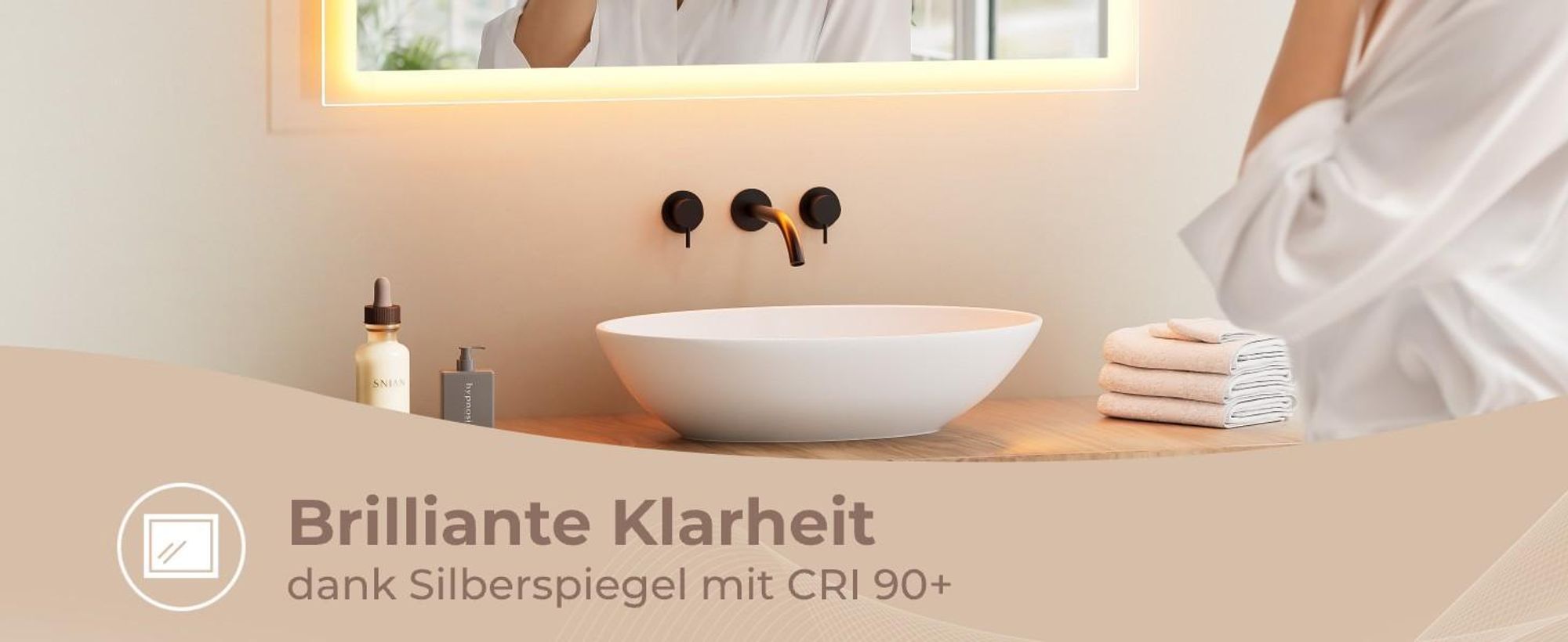 EMKE Badspiegel mit Beleuchtung LED-Spiegel mit Wandschalter 50 x 70cm Warmweiß