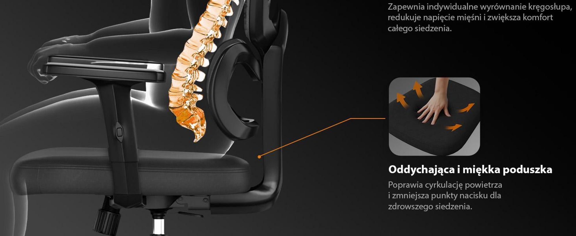 SENSE7 VENO Ergonomiczne krzesło biurowe – krzesło biurkowe, czarne, z dzielonym oparciem, zagłówkiem, siatkowym oparciem, gumowymi kółkami, do domowego biura, fotel kierowniczy, nośność 120 kg