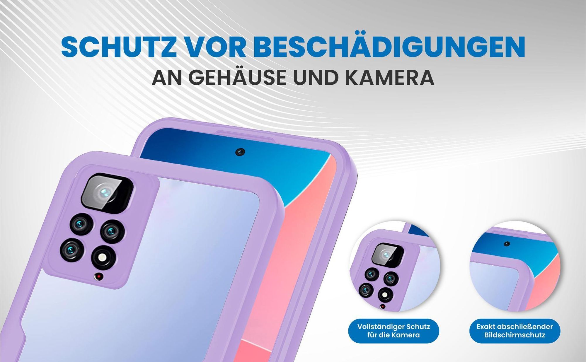 Violette 360 Grad Handyhülle für Xiaomi Redmi Note 11 Pro Front und Backcover