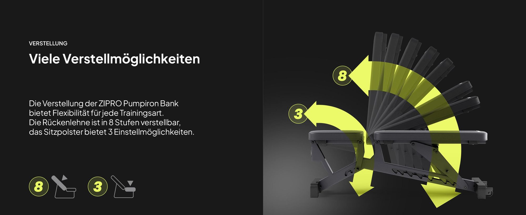 Zipro Hantelbank Verstellbar Pumpiron – Massive Trainingsbank bis 350 kg Belastbar Profil Schrägbank & Flachbank für Home Gym Inkl. Transportrollen