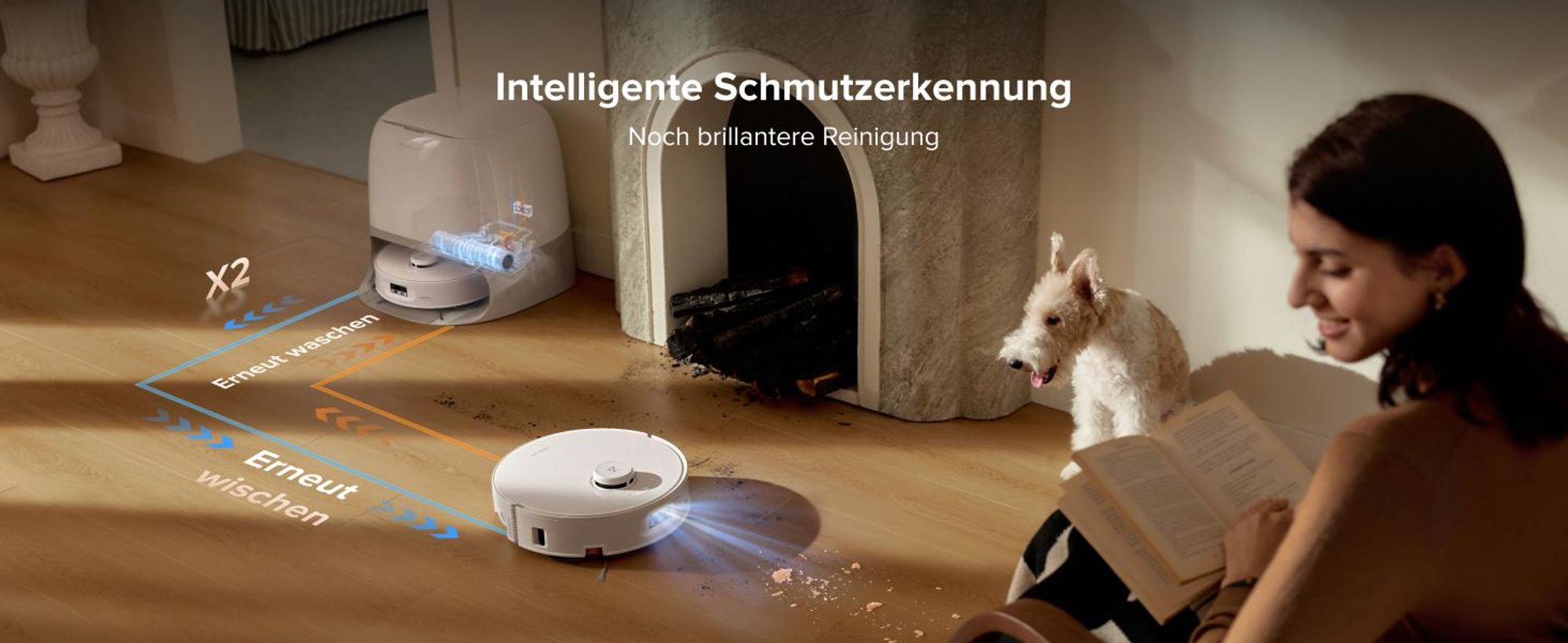 Roborock Qrevo Curv 2 Flow Staubsauger Roboter mit Wischfunktion, SpiraFlow-Wischwalze mit Selbstreinigung, 20.000 Pa, 75 °C Heißwasser-Moppwäsche