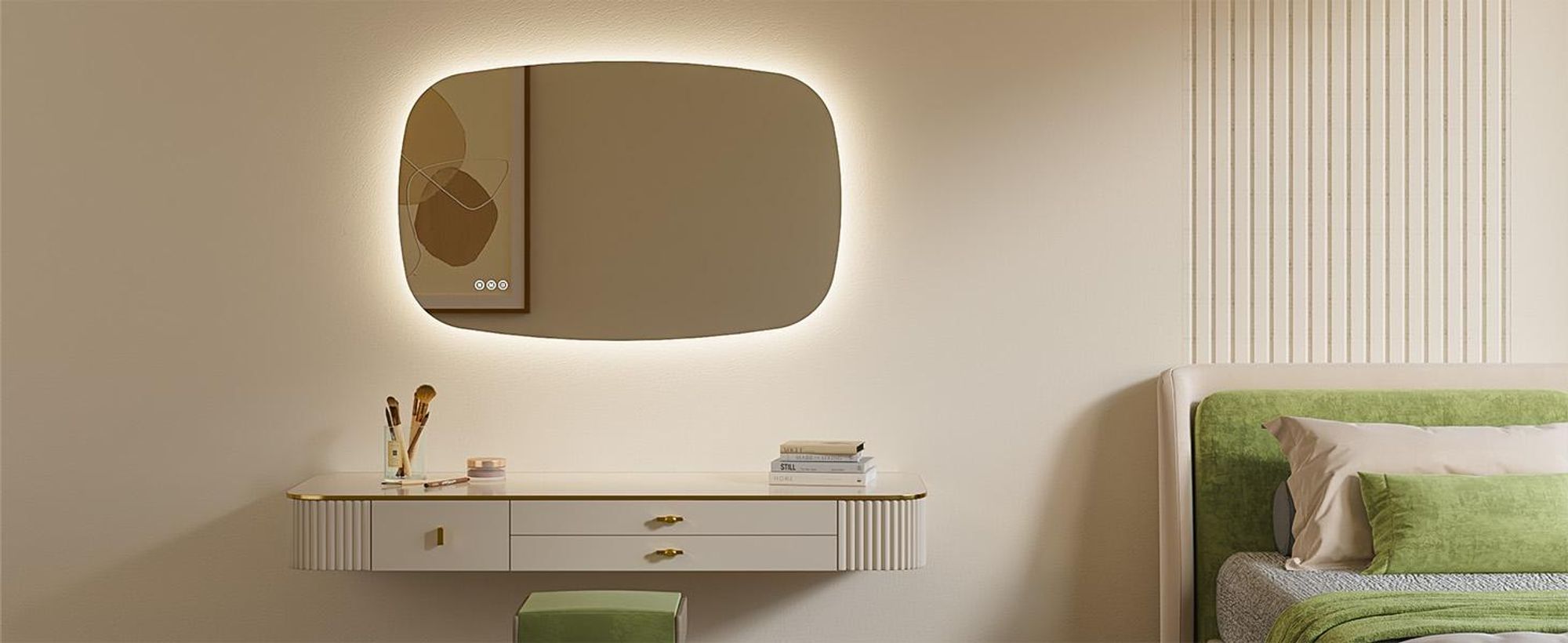S'AFIELINA 95×60 cm Badspiegel mit Beleuchtung Oval LED spiegel mit Touch-Schalter, Dimmbar 3 Lichtfarbe Einstellbare, Beschlagfrei, Memory-Funktion