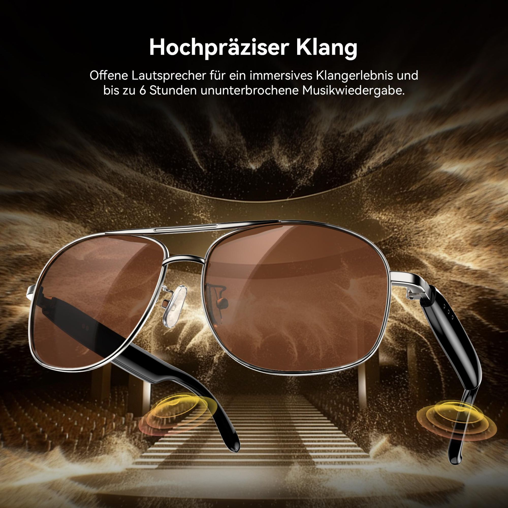 Blackview D1 Pro Smartbrille Bluetooth 6.0, 360° Raumklang, KI-Sprachsteuerung, IP54 Wasserfest, 6 Std. Musik, Leichte Metallbrille mit UV-Schutz