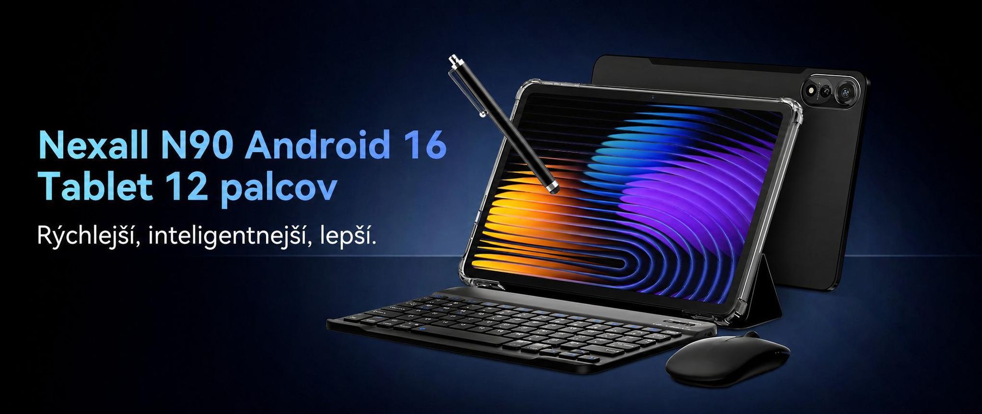 Tablet Nexall N90 s Androidom 16, 12" FHD InCell s obnovovacou frekvenciou 120 Hz, 24 GB (8 + 16) RAM + 128 GB ROM (podpora TF kariet až do 2 TB), 5G, Wi-Fi/4G SIM, 9000 mAh/18 W, Gemini AI, s perom/klávesnicou/myšou