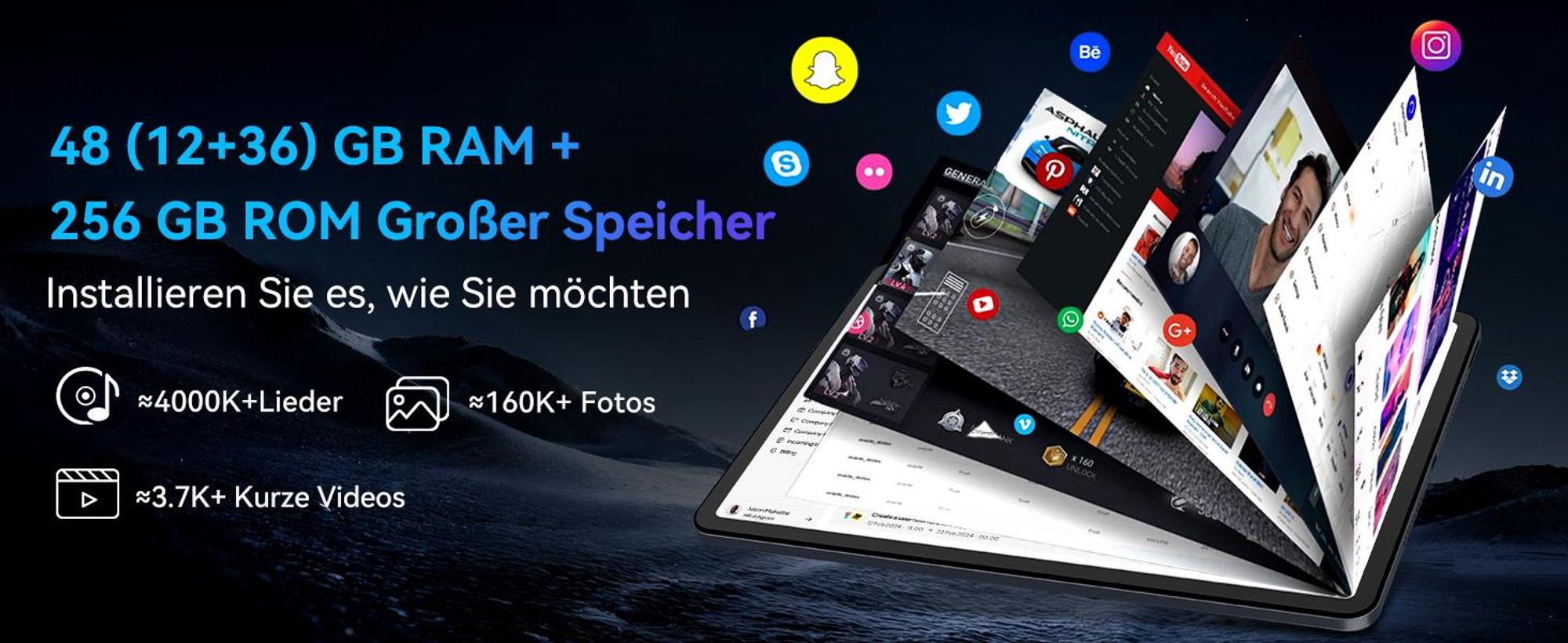 BESTTAB  T60 12.2" Android 16 KI-Tablet mit 48GB(12+36) RAM, 256GB/2TB, Octa-Core & 10000 mAh Akku incl. Stift/Hülle/Maus/Tastatur/Headset