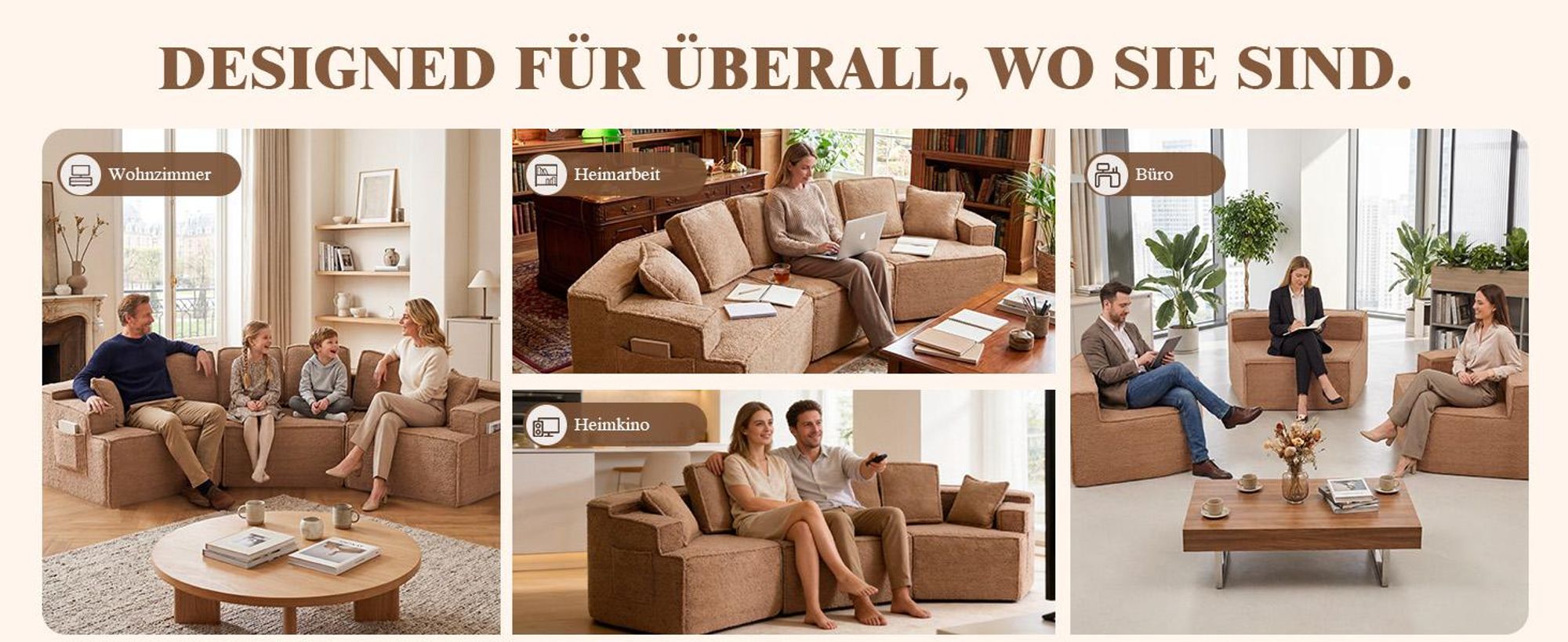 COMHOMA Sofa, modulares Schlafsofa, Polstersofa, 3-Sitzer Sofa, Flexible Sektionscouch,mit Aufbewahrungstasche, Couch mit schlaffunktion, Keine Montag