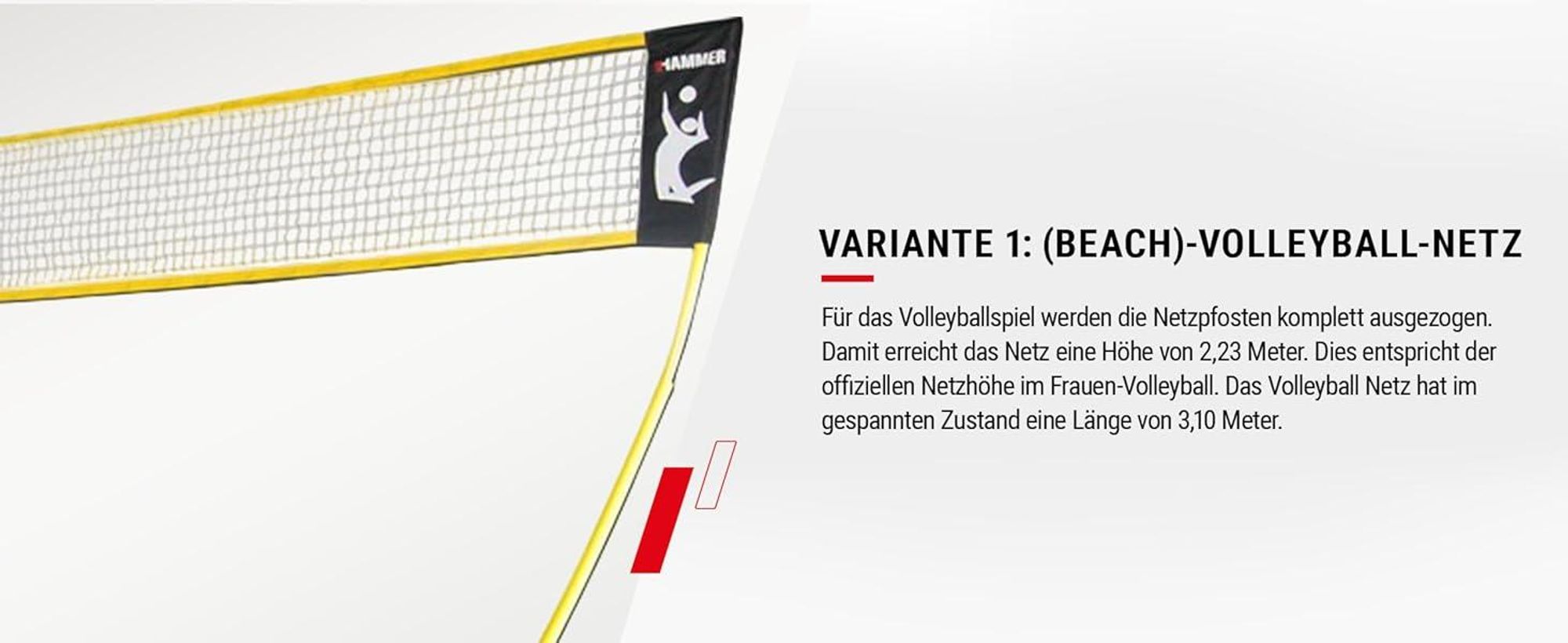 HAMMER 3 in 1 Set für Volleyball, Badminton & Tennis, mobil mit Tragekoffer