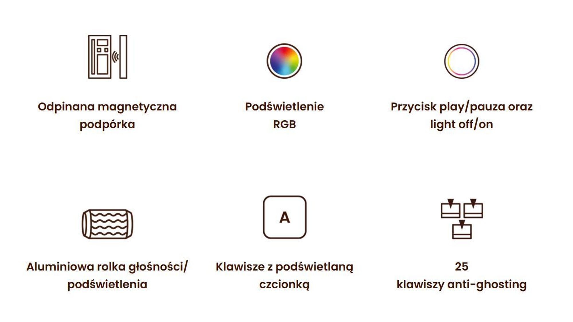 Klawiatura dla graczy PREYON Long Claw Alpha Keyboard - 104 klawisze funkcyjne - Podświetlenie RGB - Dodatkowe klawisze - Rolka głośności - Anti-ghosting - Zdejmowana podpórka magnetyczna - Przycisk wyłączania/włączania podświetlenia