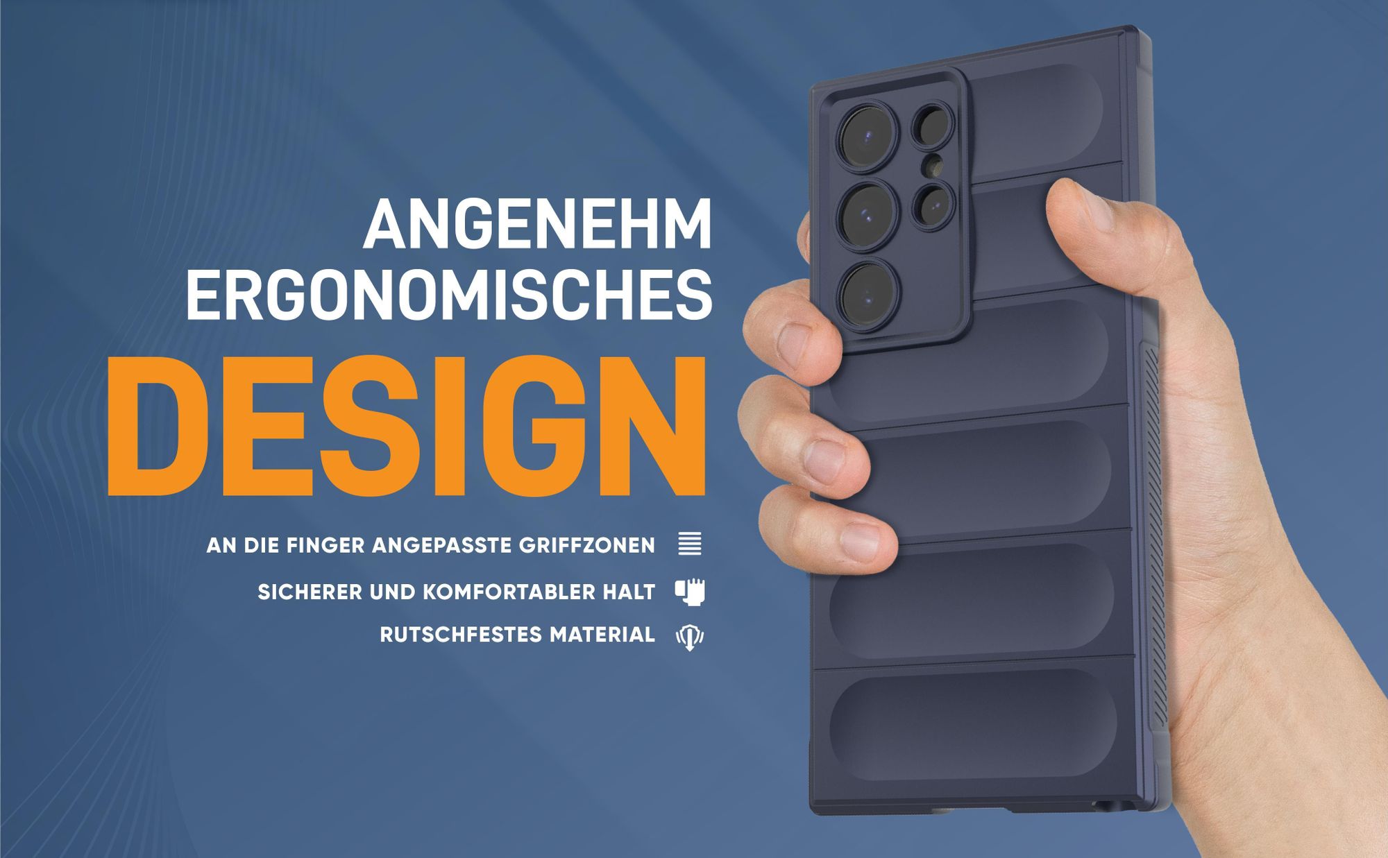 Blaue rutschfeste Hülle für Samsung Galaxy S24 Ultra mit weichem Mikrofaser Inlay