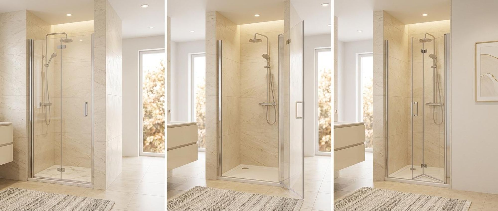 MIQU Duschabtrennung 120x185 cm Nischentür Duschwand Dusche 180° Falttür 6mm Nano ESG Glas