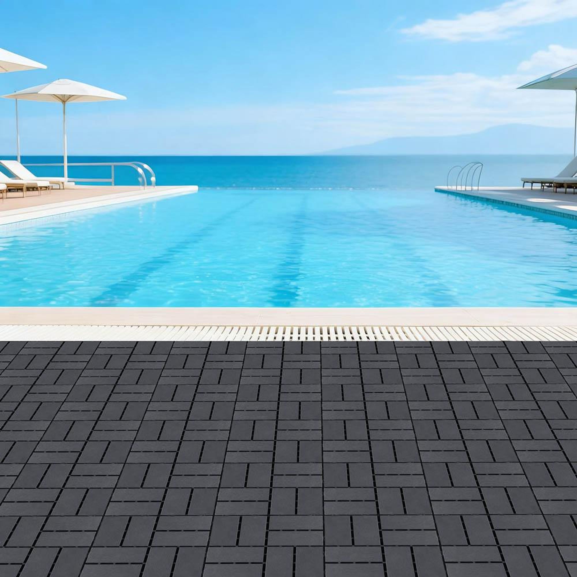 11-teilig Terrassenfliesen Set 30X30cm Klickfliesen 1qm Balkonfliesen Terrassenfliesen Holzoptik Fliese Terrassendielen Balkon, Grau