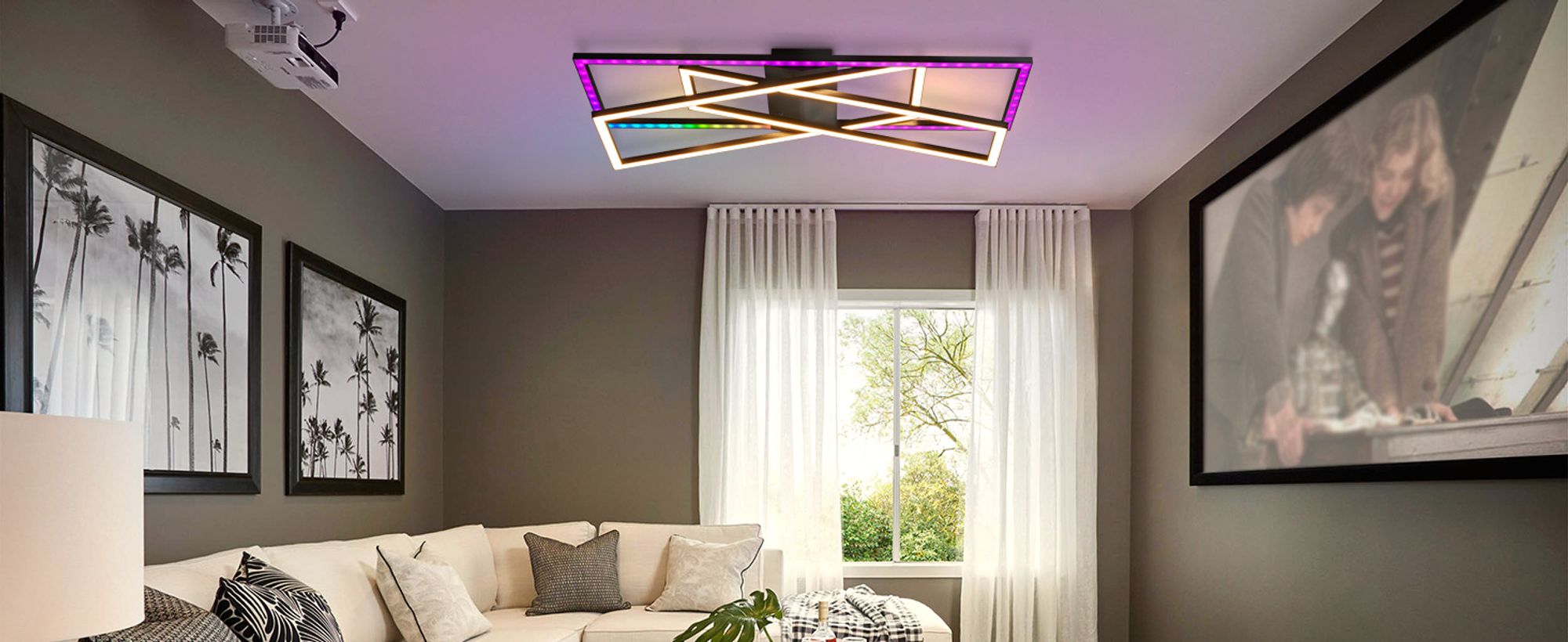 ZMH Deckenlampe LED Deckenleuchte RGB Dimmbar mit Fernbedienung Wohnzimmer 36W Schwarz Schlafzimmerlampe Farbwechsel Modern Flur Deckenleuchten