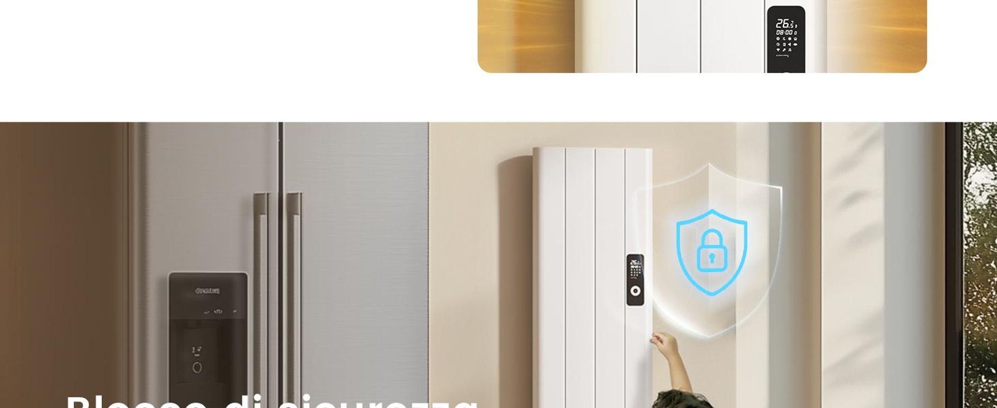 EMKE® Riscaldatore elettrico 1000W Display LCD Bianco Convettore elettrico 1600x362x60mm WiFi + Alexa/Google Home, riscaldatore elettrico a parete per ambienti di 9 m²