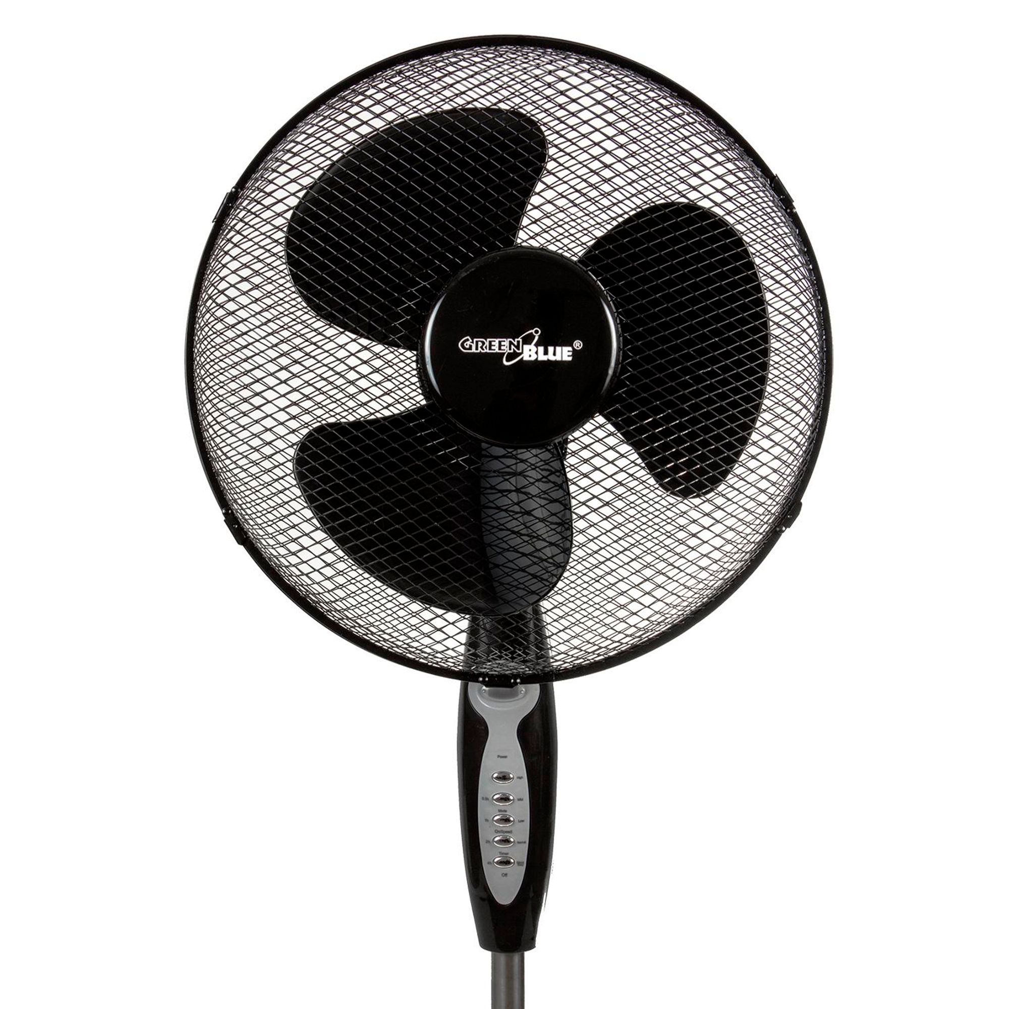 Standventilator mit Fernbedienung 40 Watt 3 Geschwindigkeitsstufen 40cm Niedriger Oszillation Bodenventilator Windmaschine 7,5h Timer Schwarz