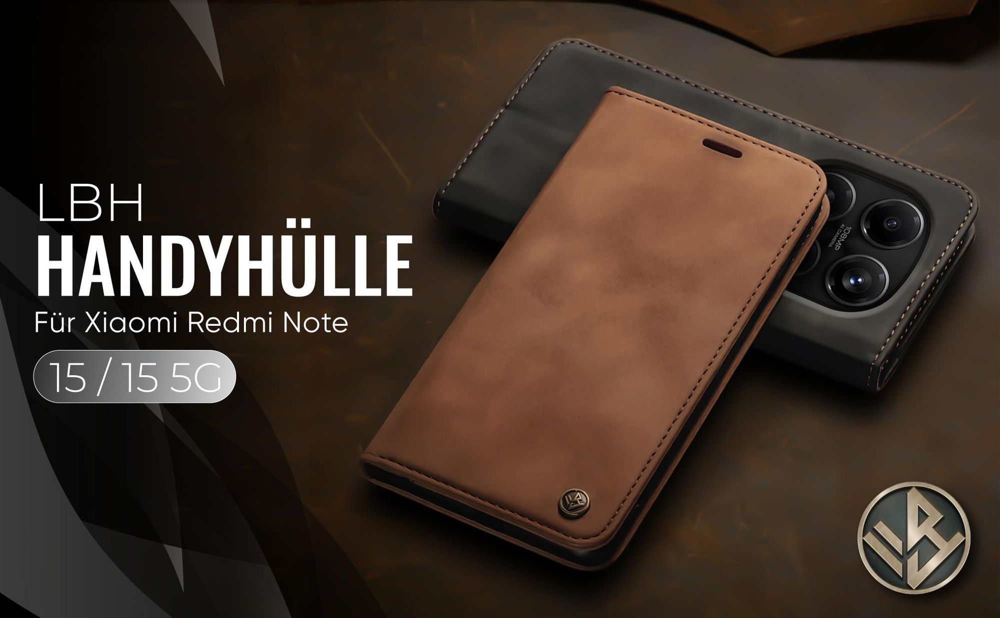 Hochwertige Klapphülle für Xiaomi Redmi Note 15 / 15 5G im klassischen Design