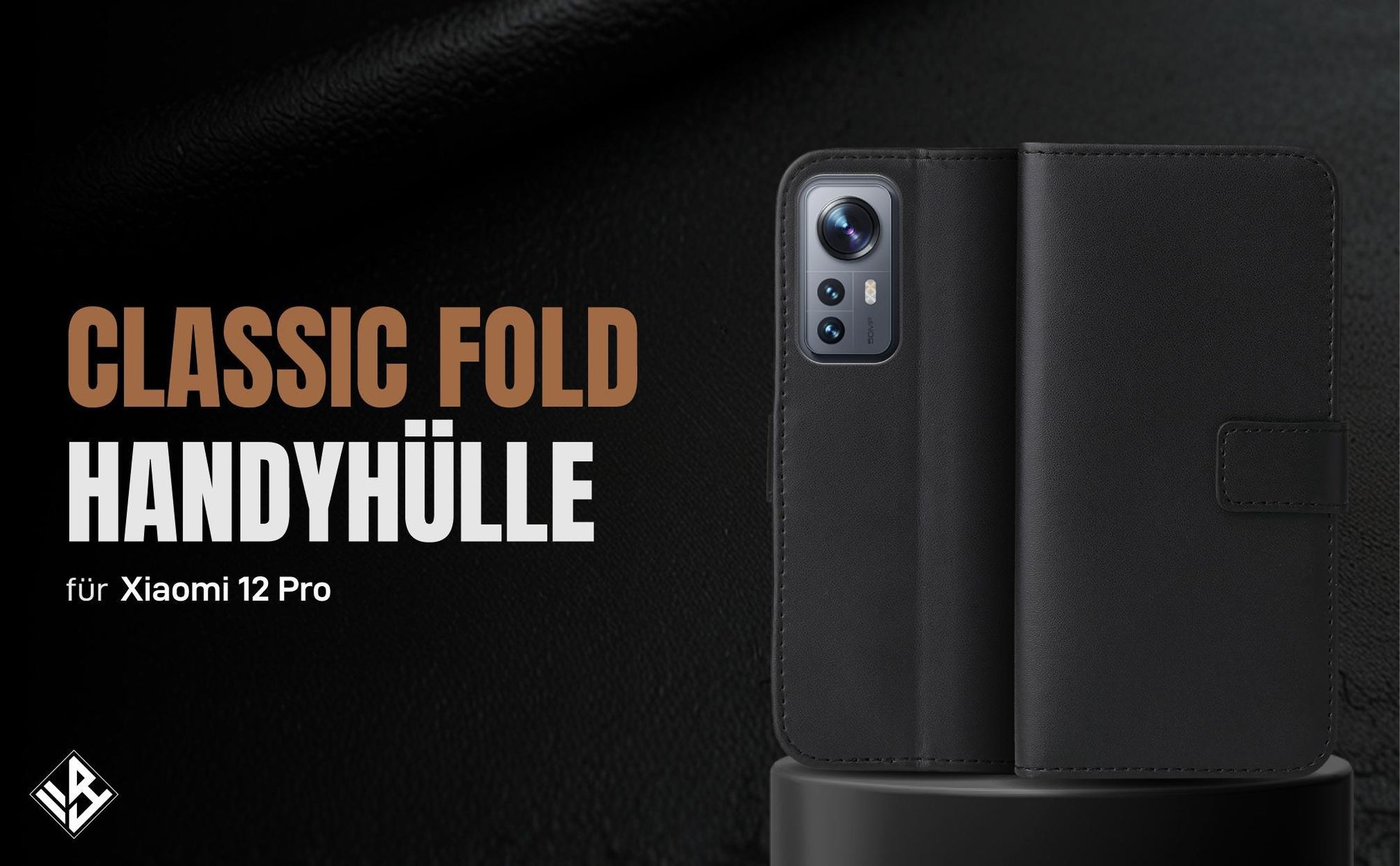 Schwarze Klapphülle für Xiaomi 12 Pro mit Wallet-Funktion