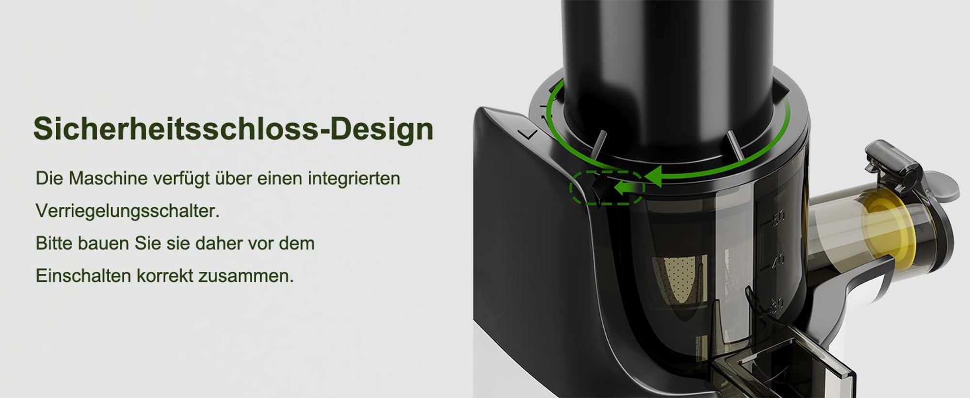 HOMELUX Slow Juicer Kleiner Entsafter Sicherheitsverriegelung, Mini, kompakt , 120 W , Geräuscharm, mit 2 Tassen, Reinigungsbürste, Grau