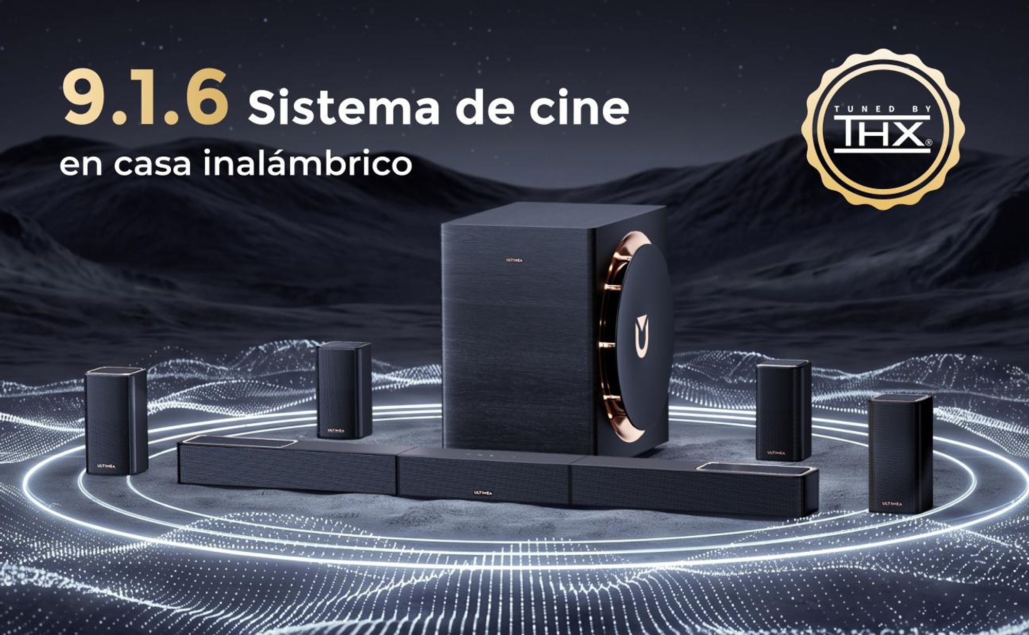 ULTIMEA Skywave X100 9.1.6: Barra de sonido con subwoofer de 10", Dolby Atmos, 1500 W, sistema de sonido envolvente para cine en casa y TV, compatible con paso de señal 8K HDR