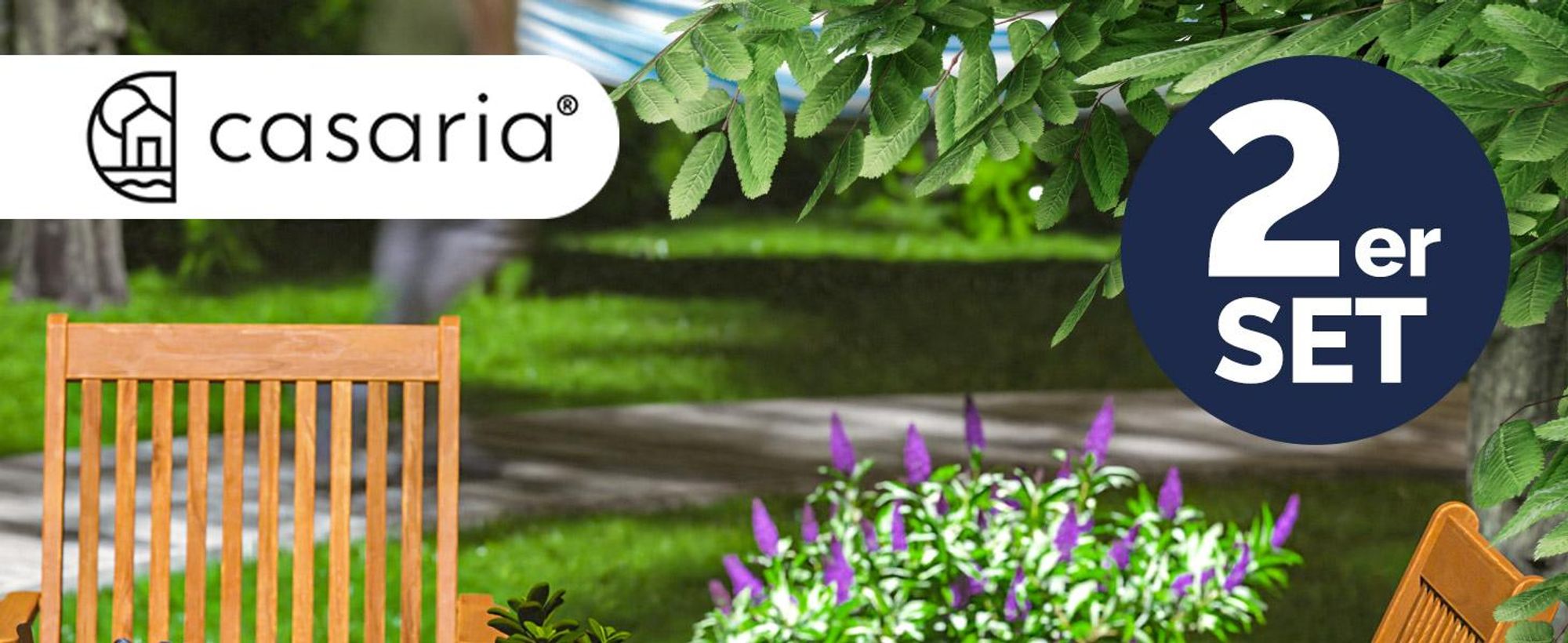 CASARIA® Gartenstuhl Sydney Klappbar Akazienholz  Wetterfest 2er-Set 54x56x90 cm