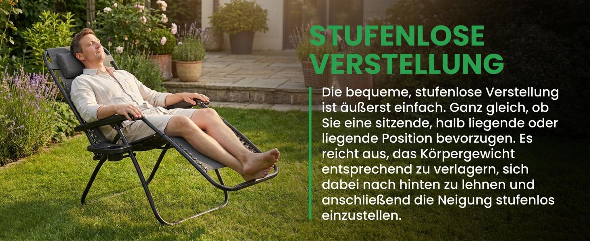Garten Liegestuhl klappbare Grau verriegeln Strand