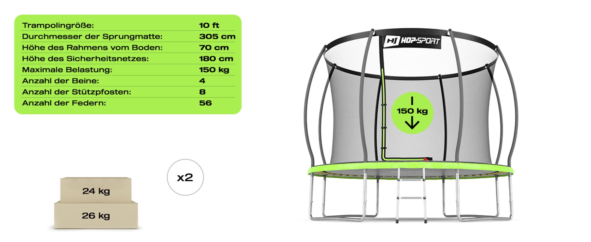 Trampolin Outdoor 305cm 10FT Gartentrampolin Kindertrampolin Technische Daten