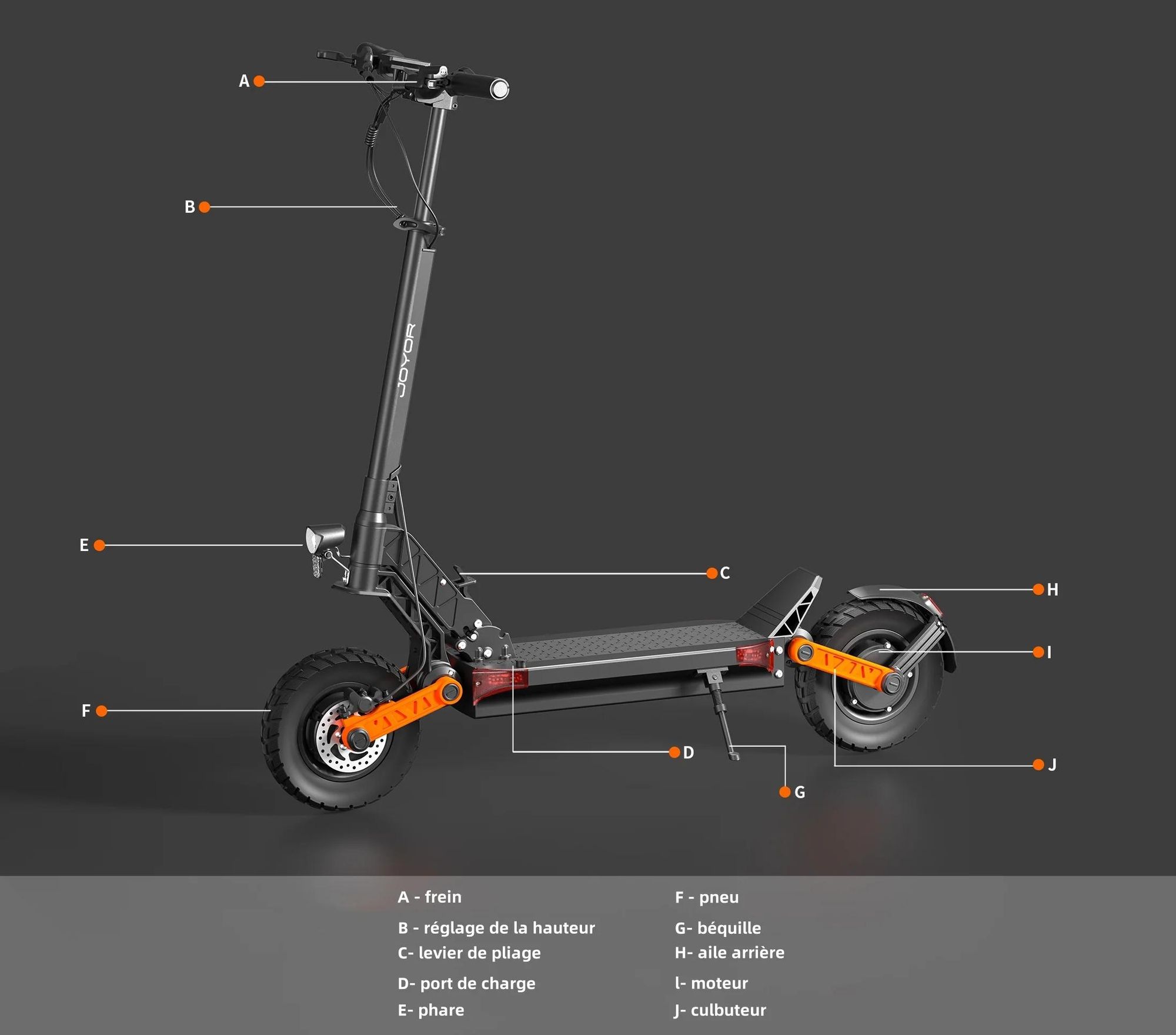 JOYOR S10-S-Z Pliable avec fonction clignotant Trottinette électrique - Moteur 1000W*2 Batterie 60V18AH Pneus de 10 Pouces - Noir