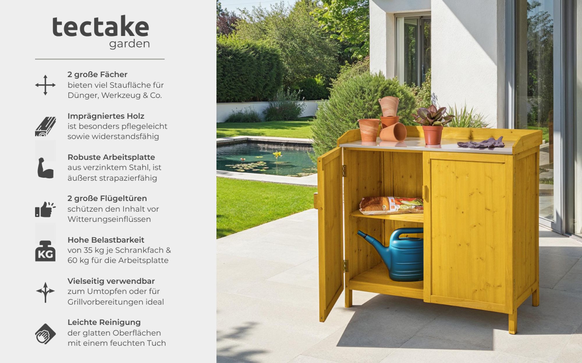 tectake® Pflanztisch Vita 98 x 48 x 95 cm