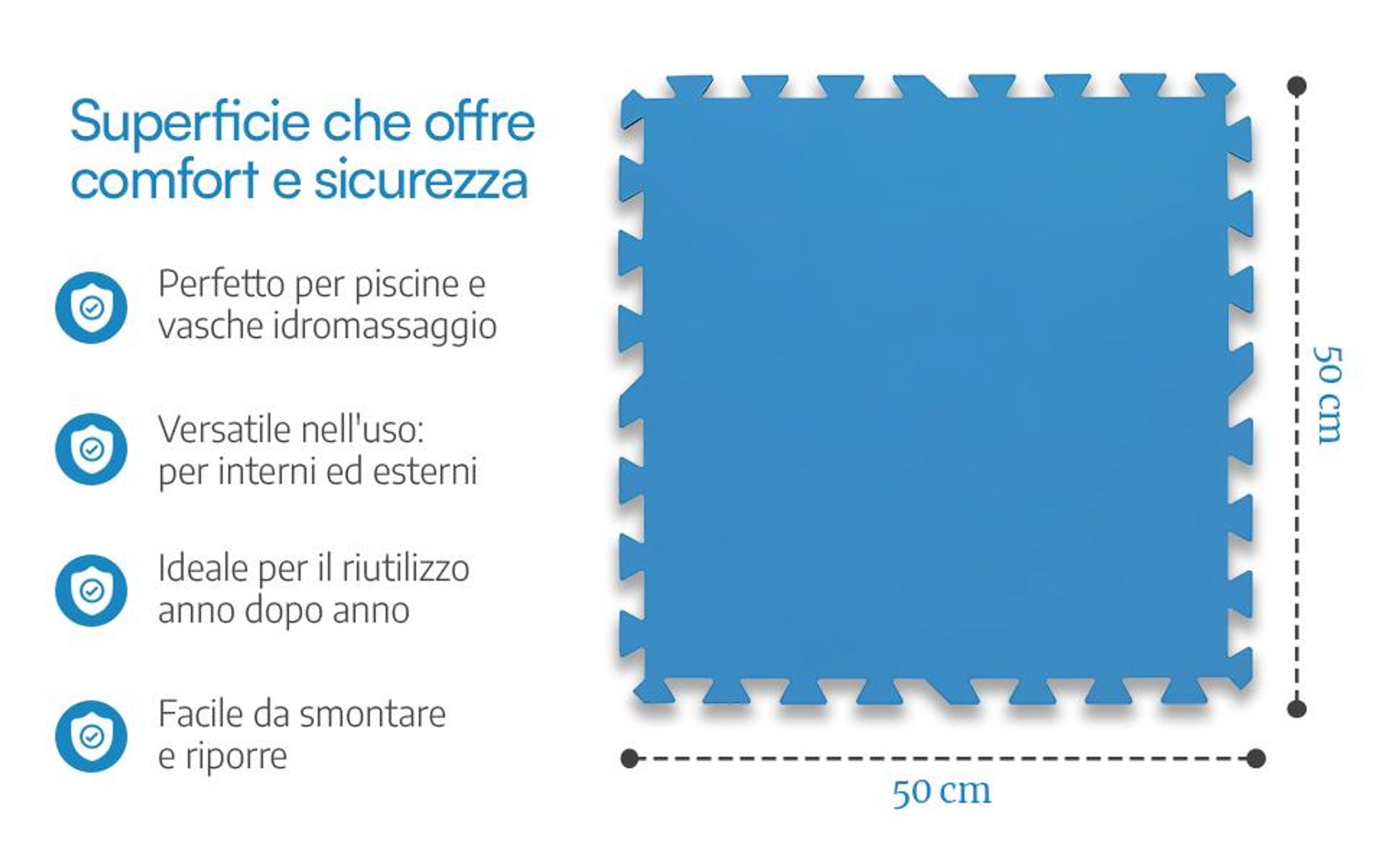 Tappetini per piscina Meisterhome® - Set da 9 pezzi da 50x50 cm (2,25 m²) - Tappetini protettivi per il fondo della piscina e della vaschetta per bambini