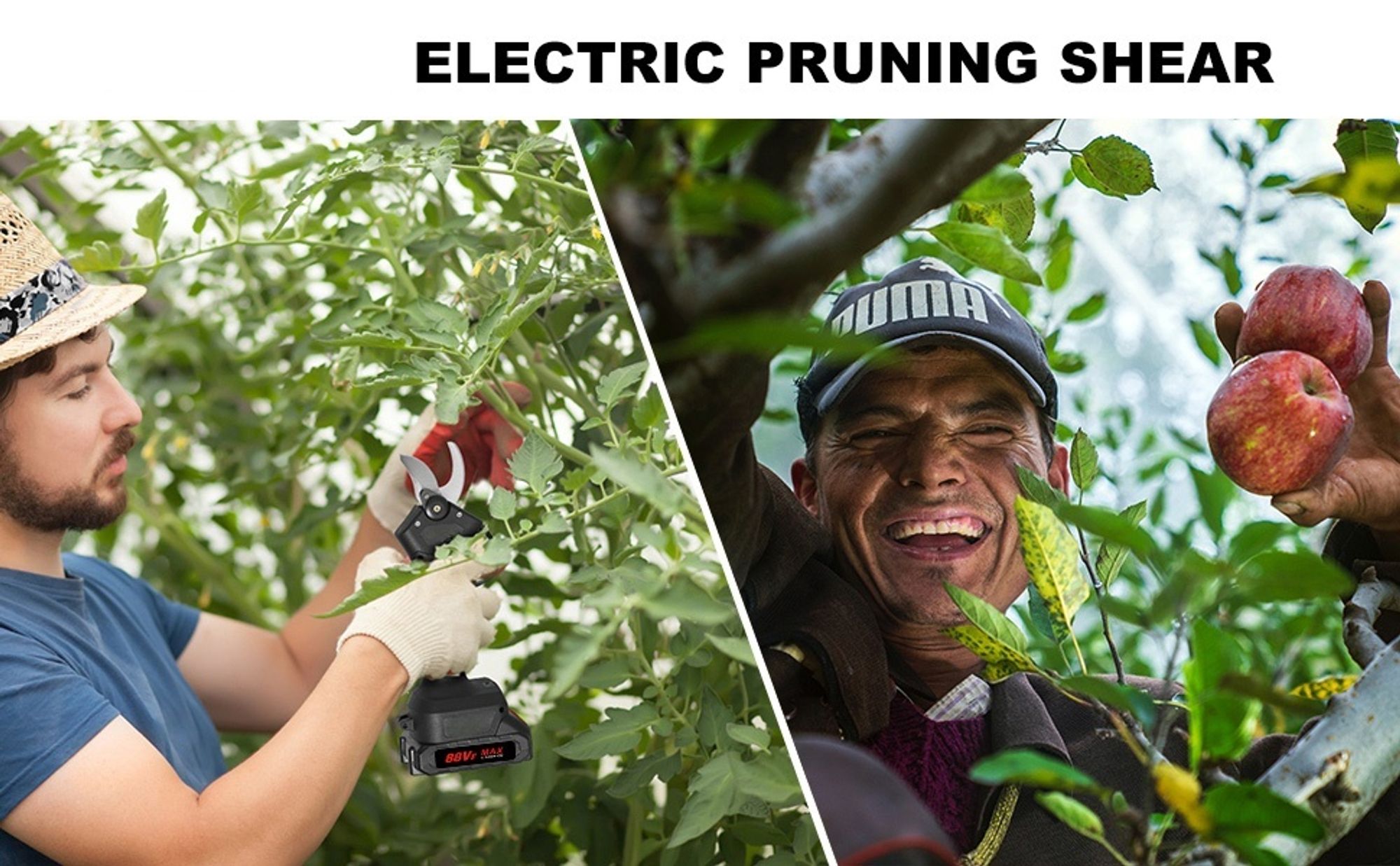 Professionelle Akku-Gartenschere, 21 V, kabellose elektrische Gartenschere, 0–25 mm Akku-Gartenschere mit 2 Akkus, Baumscheren – Schwarz