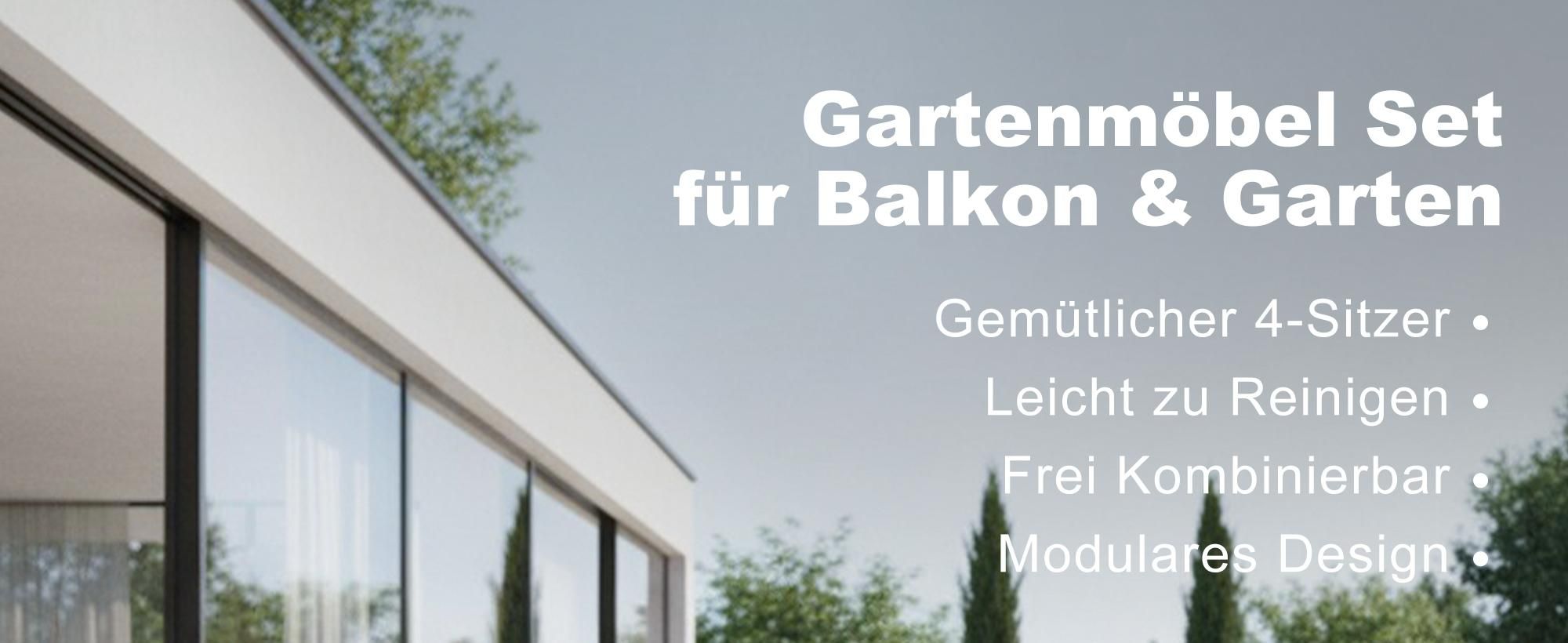 HOMAVO Gartenlounge Set 4-Personen, Inklusive Beistelltisch und Auflagenbox, mit Wasserdichte Schutzhülle, Für Garten, Balkon, Terrasse