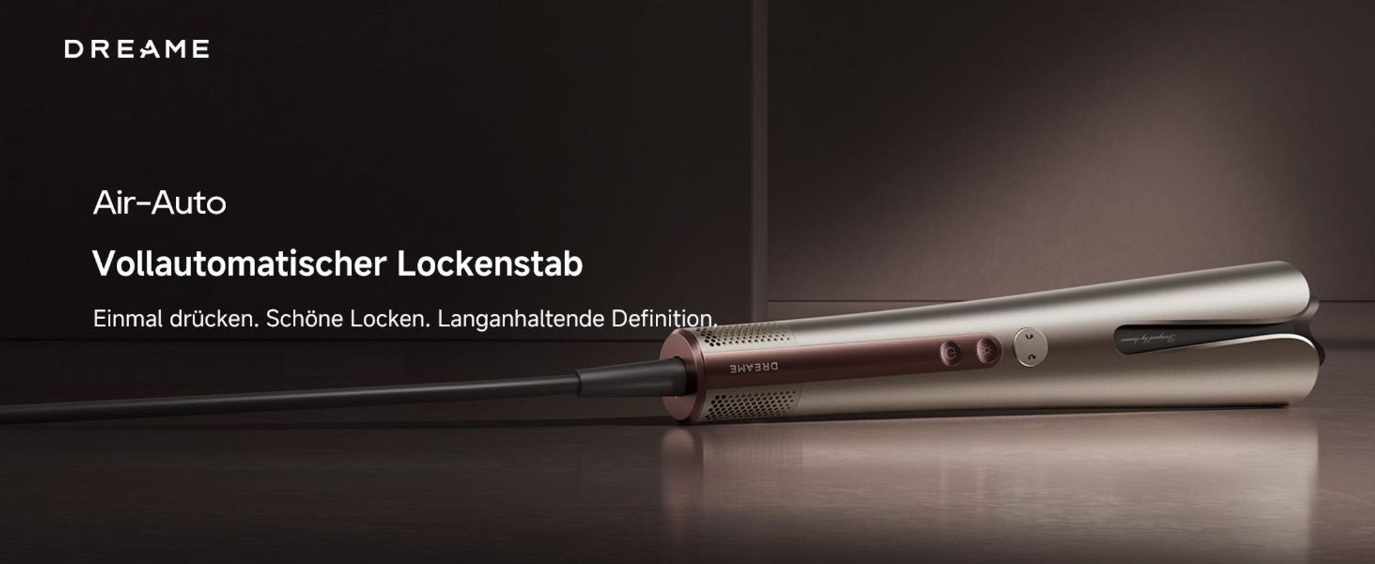 DREAME Air-Auto One-Touch Lockenstab,MCH-Heizsystem,360°-Lockenfunktion,LED,NTC-Temperaturregelung,3 Heizstufen,Verwicklungsschutz,2,8m Länge,Gold