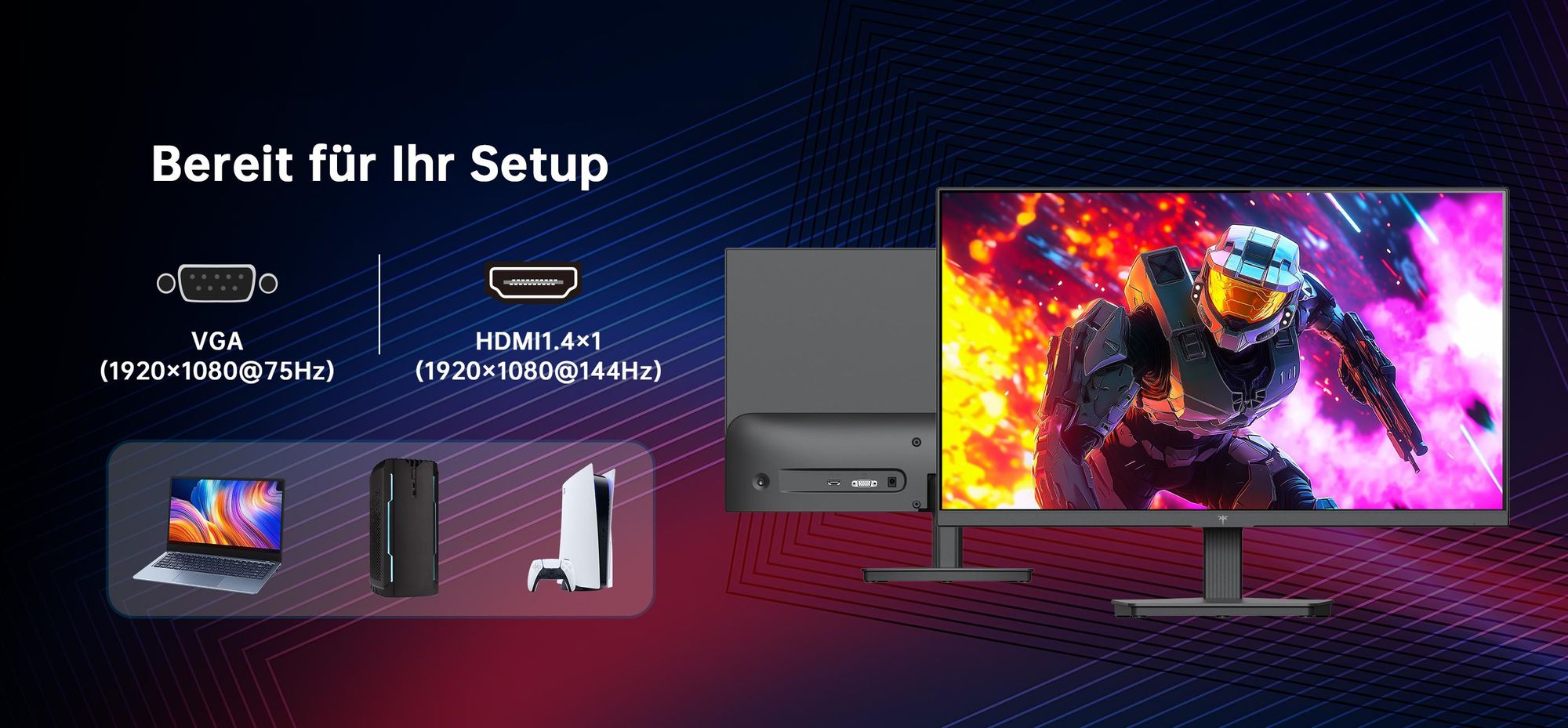 KTC H24B9S-2 Gaming Monitor 23,8 Zoll Full HD 144Hz Fast IPS HDMI VESA Flicker-Free Low Blue Light