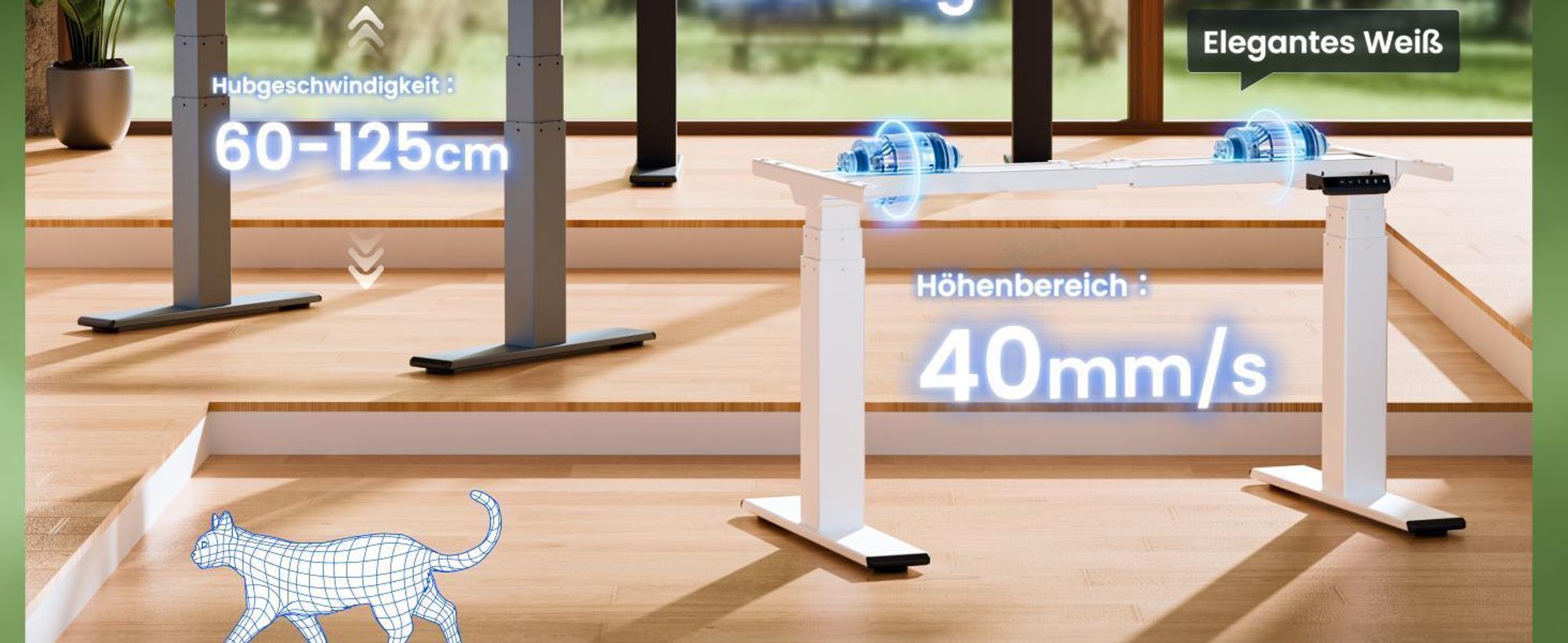 FLEXISPOT ValtreX E200 Höhenverstellbarer Schreibtisch 140x80cm 200KG TRAGKRAFT, 25MM EINTEILIGE TISCHPLATTE, 2 Motoren, USB-Anschluss, Ahorn