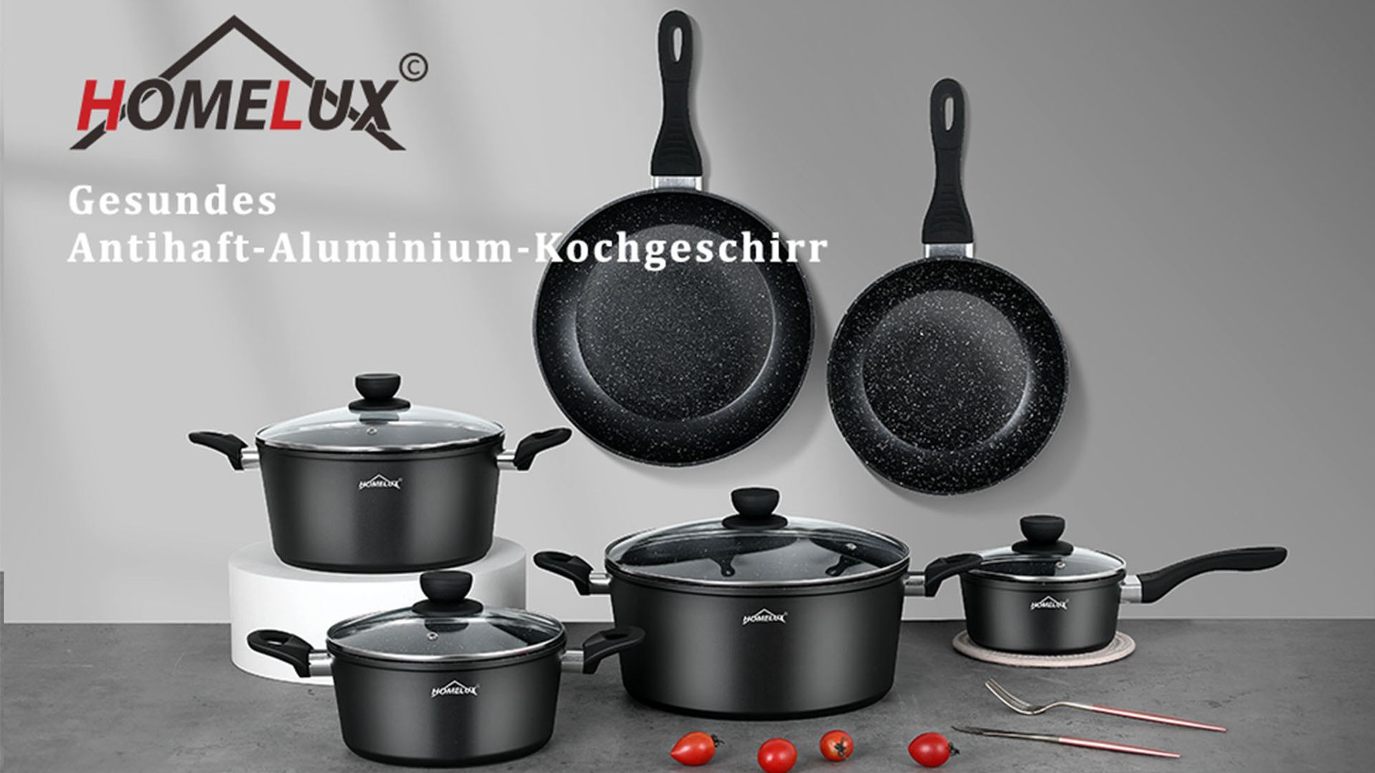 Topfset 10tlg Kochtopfset Antihaft-beschichtete Pfannenset Topfset Induktion Induktionstöpfe mit Deckel,Töpfe & pfannen 2208PS10C - Gold