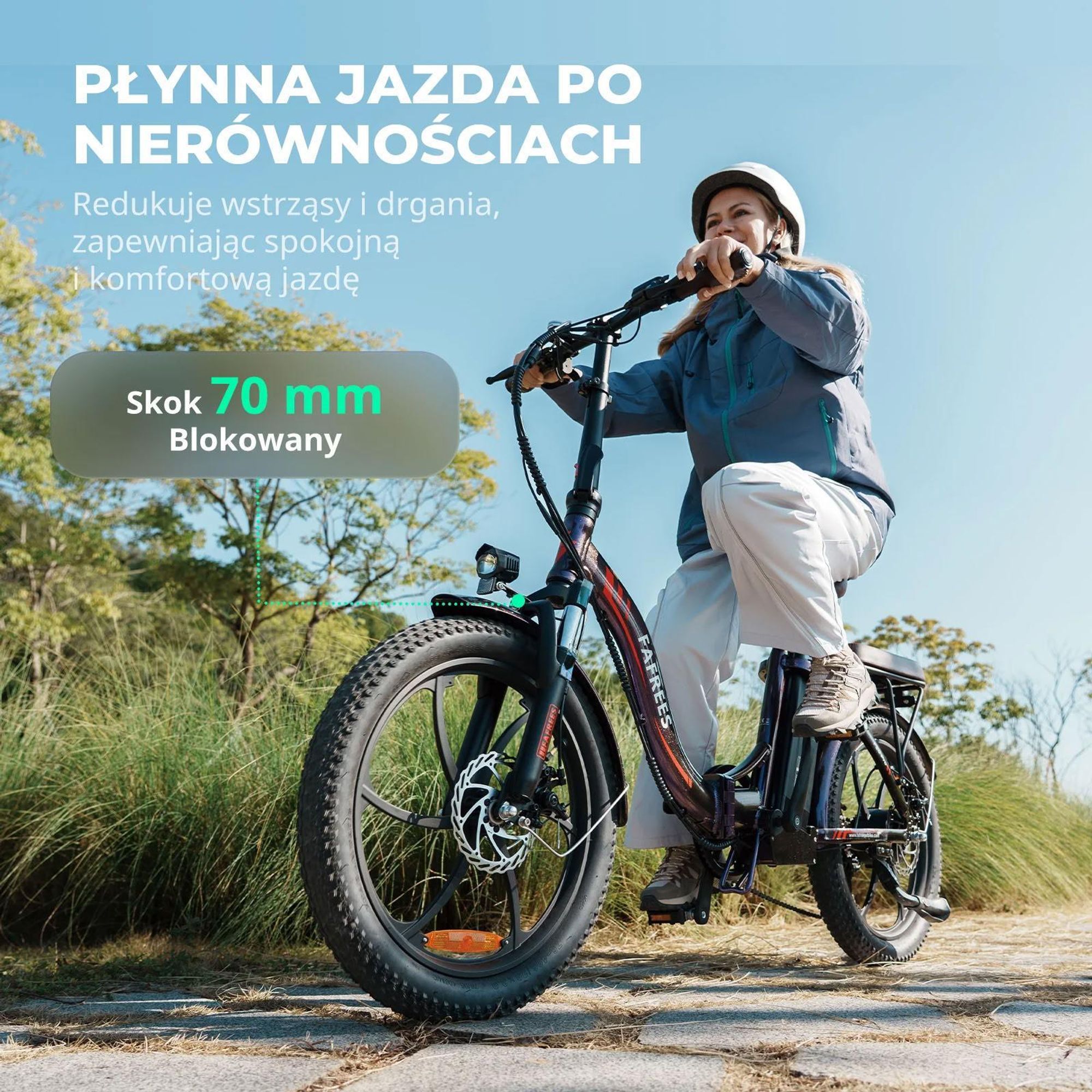 Rower Elektryczny FAFREES F20 Pro - Silnik 250W Akumulator 36V20Ah Opony 20" Mechaniczny Hamulec Tarczowy - Błękit Aurory