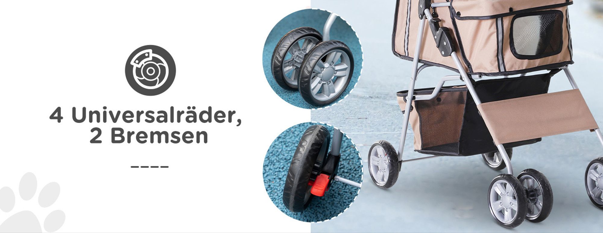 PawHut Hundewagen Hundebuggy Pet Stroller Hunde Buggy mit 4 Rolle in 4 Farben