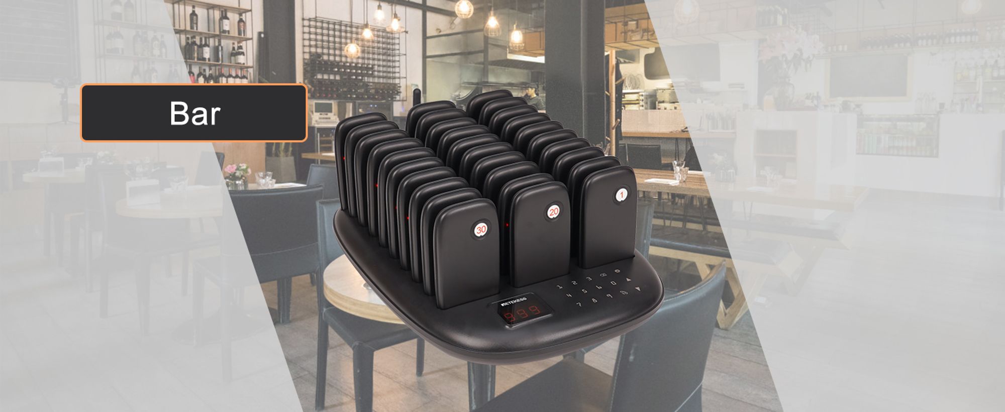 System przywoławczy Retekess TD175P dla restauracji, 30 przywoławców, zasięg 800 m, 7 trybów wywołania, 15 godzin pracy, przywoławca do food trucków, hoteli, kawiarni, barów, walkie-talkie