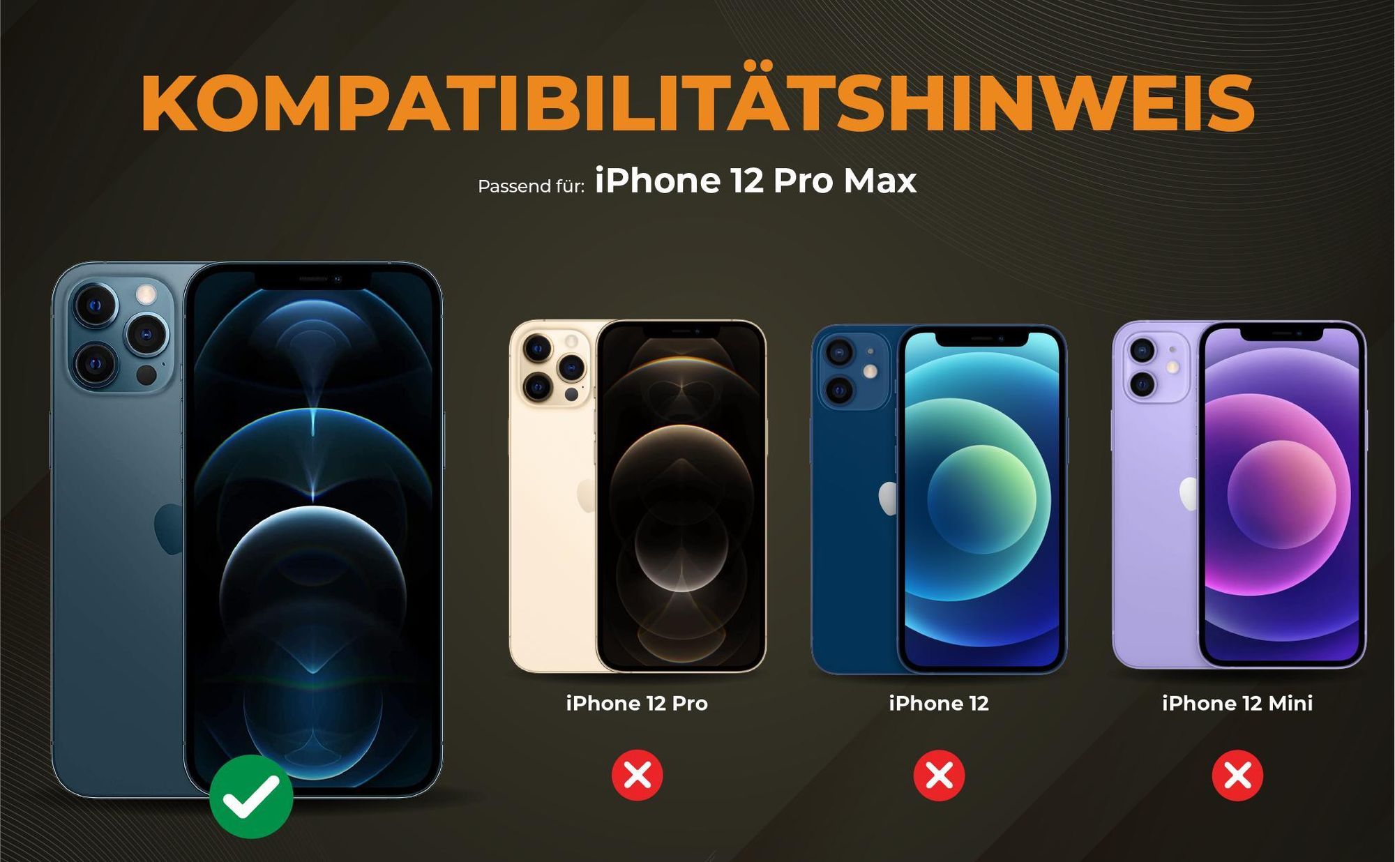 Kompatibilitätshinweise Hülle für Apple iPhone 12 Pro Max