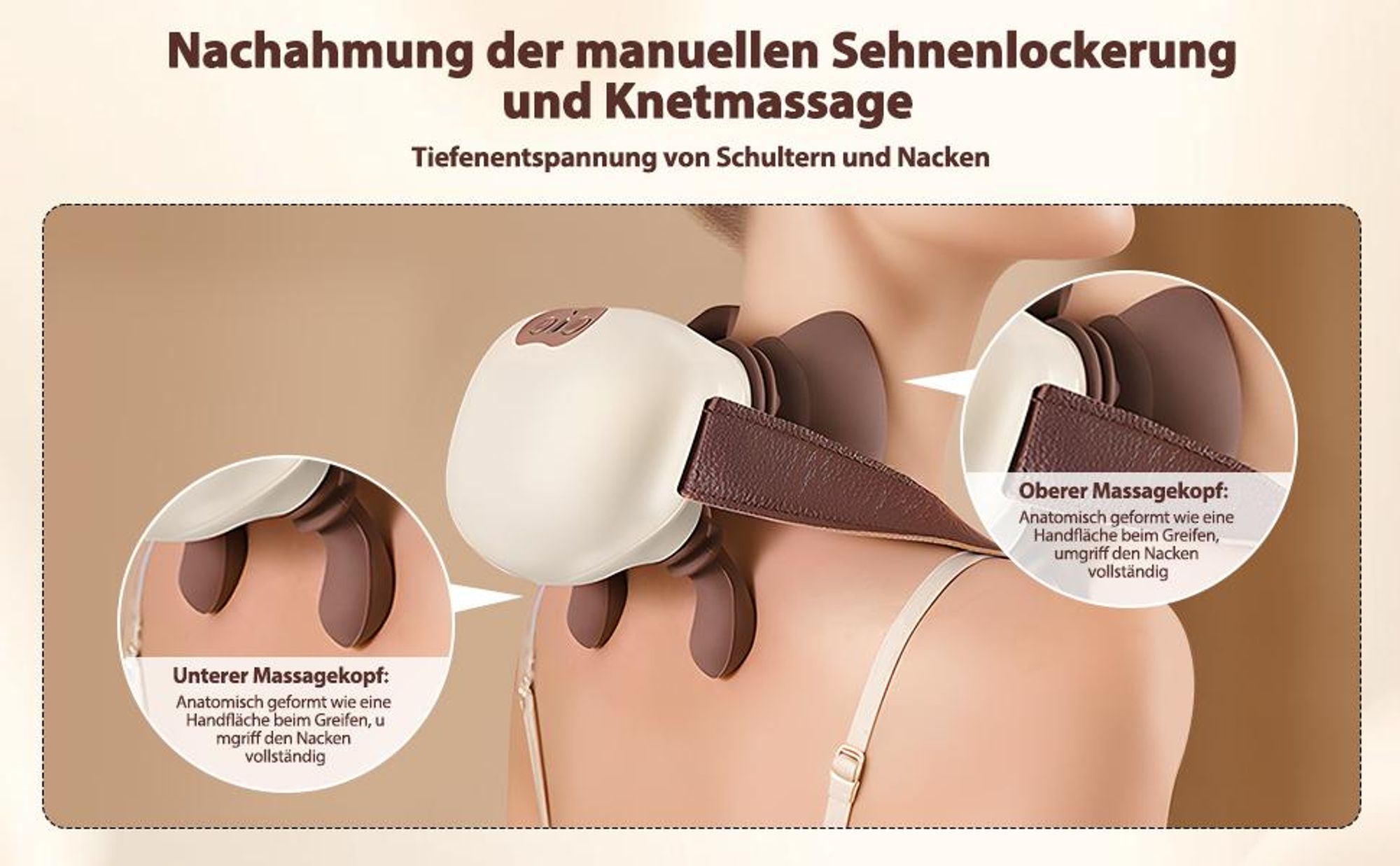 Nackenmassagegerät, Rückenmassagegerät, 4D Shiatsu Massagegerät mit Wärme, Tiefengewebe-Knetmassage, Muskel- & Schmerzlinderung