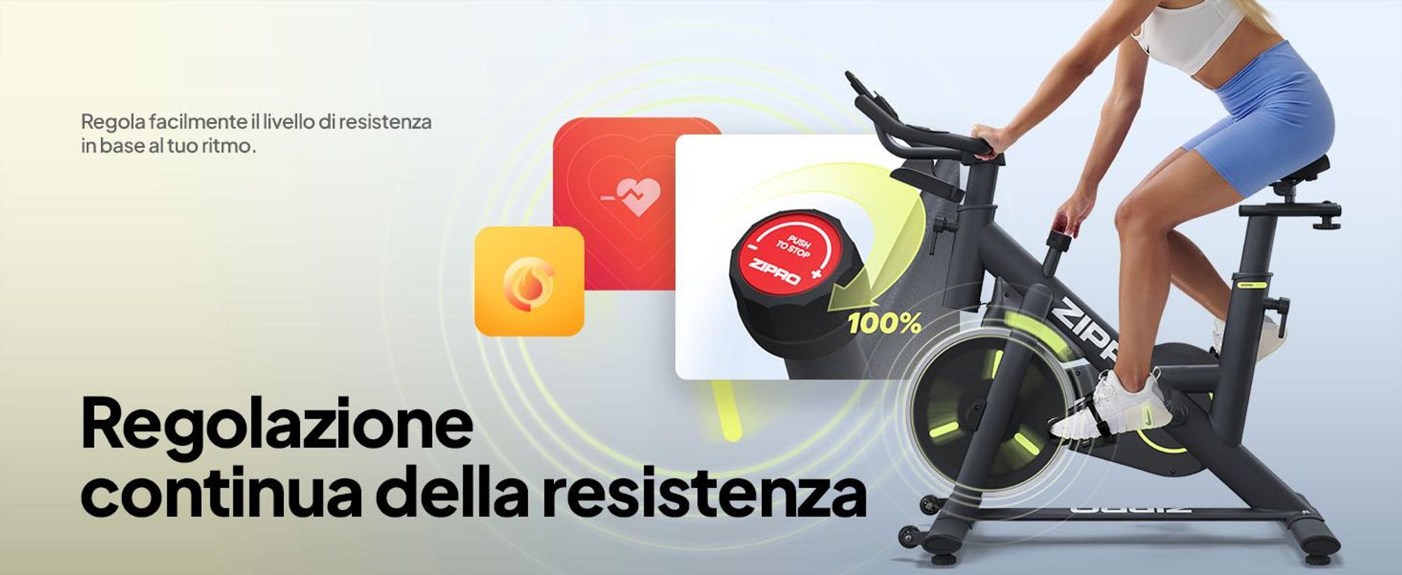 ZIPRO Cyclette Modo App Bluetooth Indoor Cycle Fitnessbike Cyclette  Bike silenziosa Cardio Training Anziani 110 kg Cyclette Kinomap