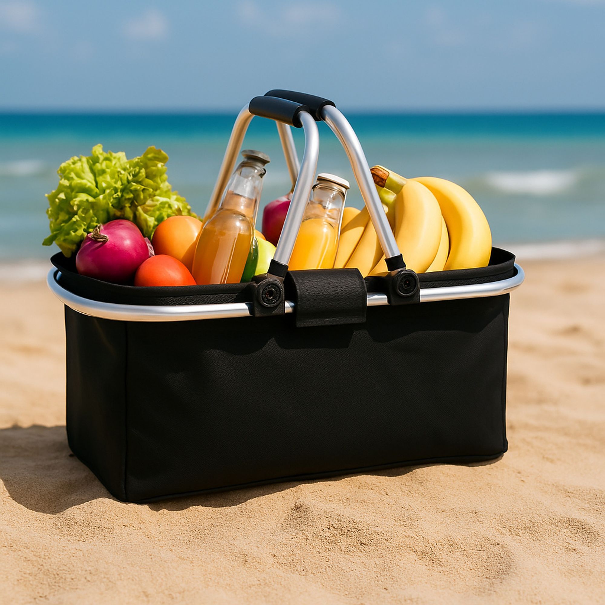 GEKO | Einkaufskorb faltbar mit Kühlfunktion, 30l, Schwarz, Tragekorb, Kühltasche, Picknickkorb, Isolierkorb, Einkaufskörbe, Thermotasche