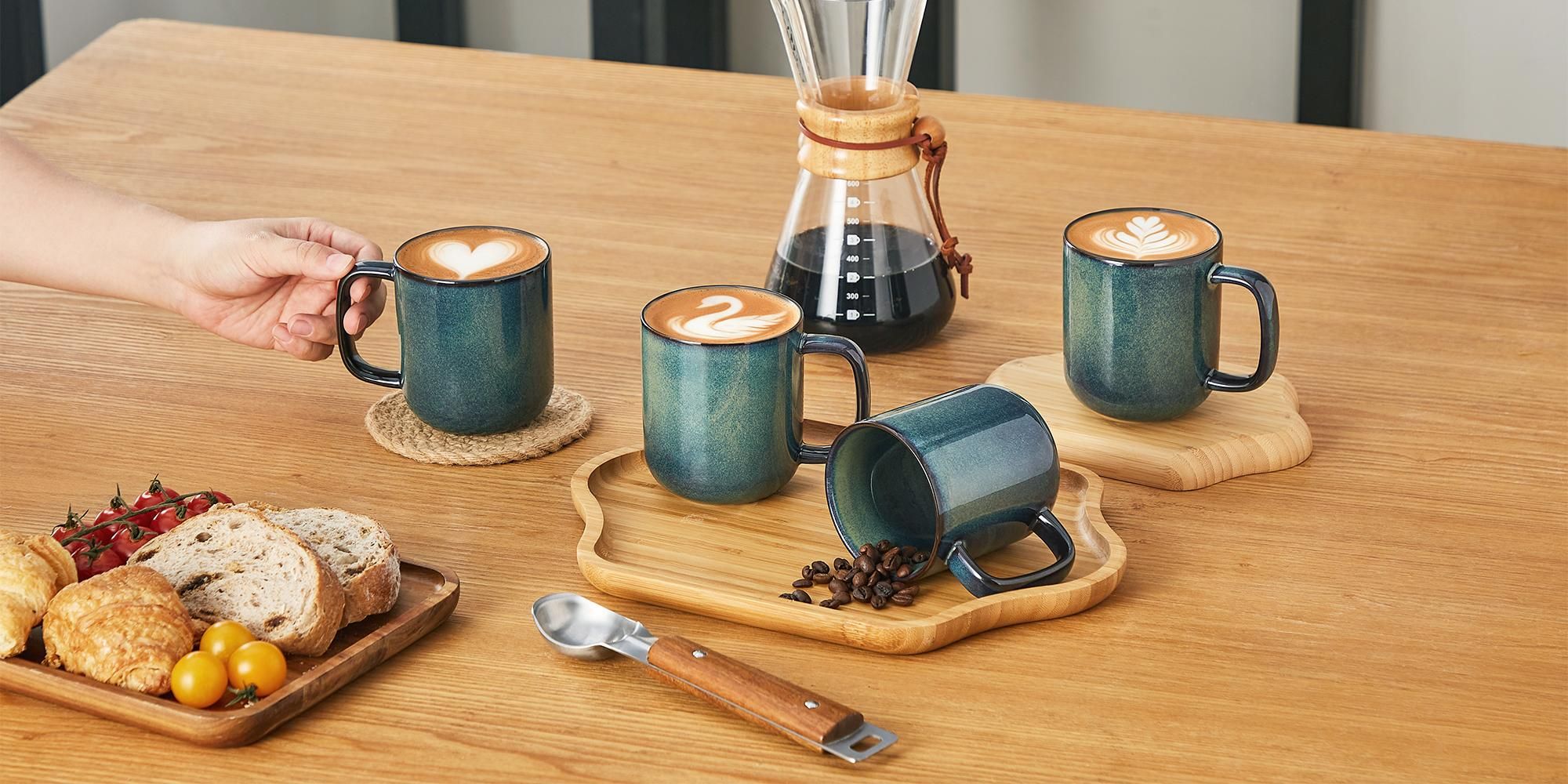 vancasso Becher Set, 6-tlg Steingut Tassen, 360ml