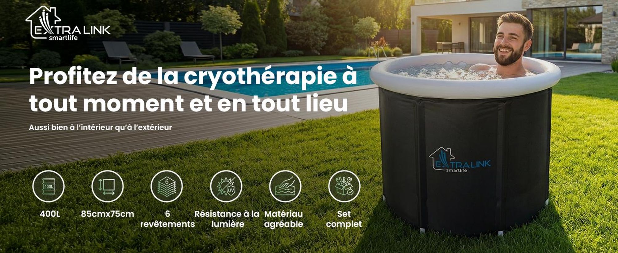 Extralink Ice Bath Baignoire pliable pour bain froid et immersion en eau froide