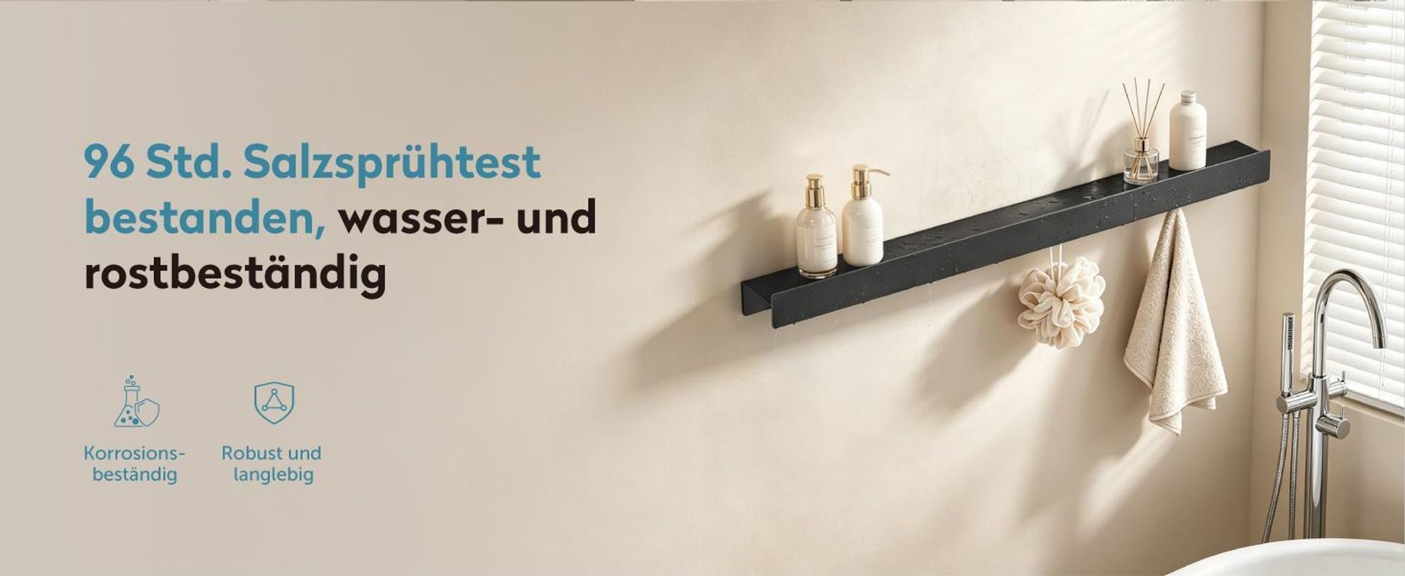 doporro Wandgarderobe mit Ablage, Garderobenleiste 80 cm mit 8 Garderobenhaken Schwarz, Kleiderhaken Wand zum Schrauben oder Kleben, Stalo-11